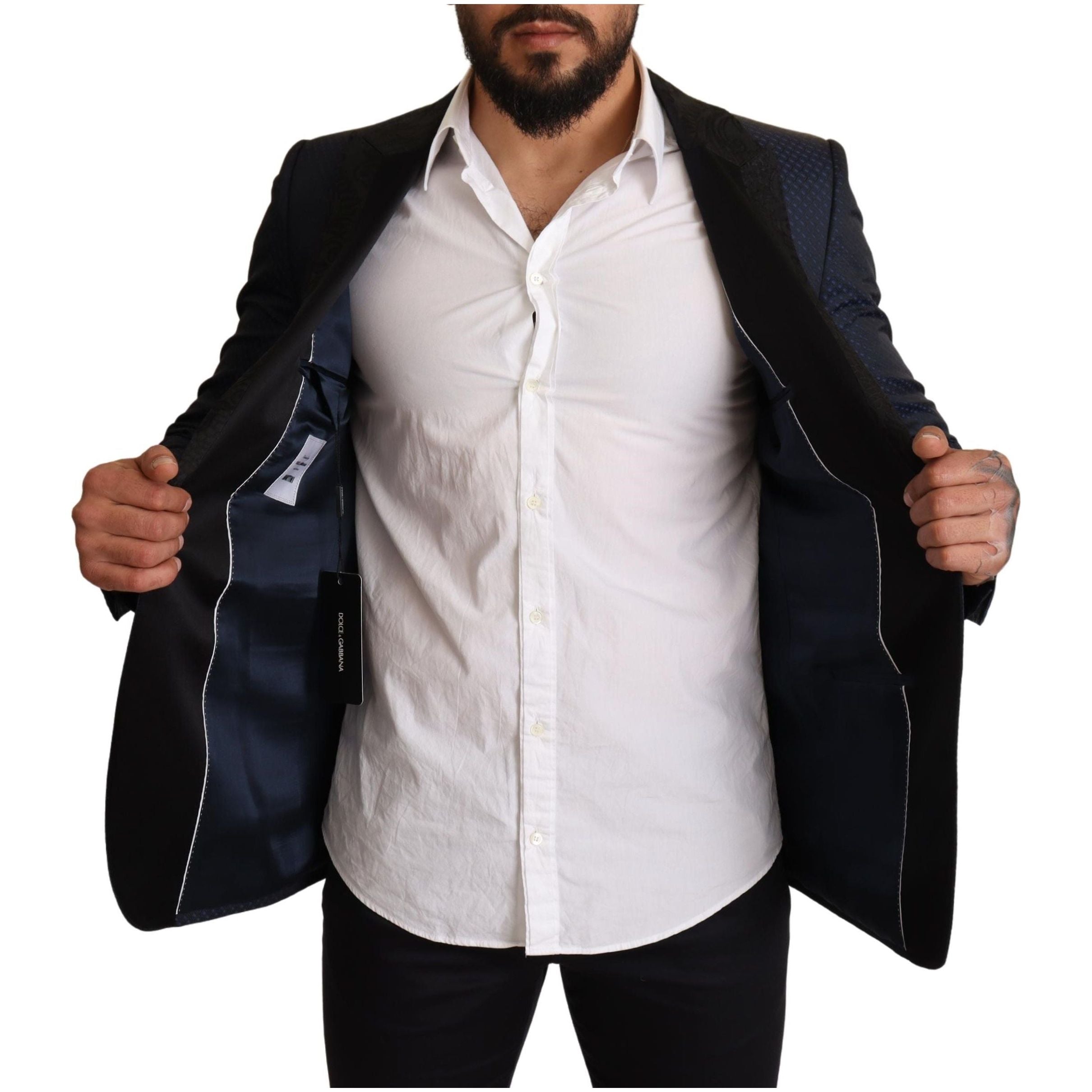 Dolce & Gabbana Blue Wool Slim Fit Martini Blazer