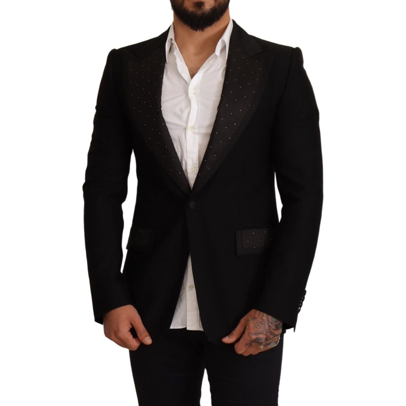 Dolce & Gabbana Black Wool Blend Blazer Jacket