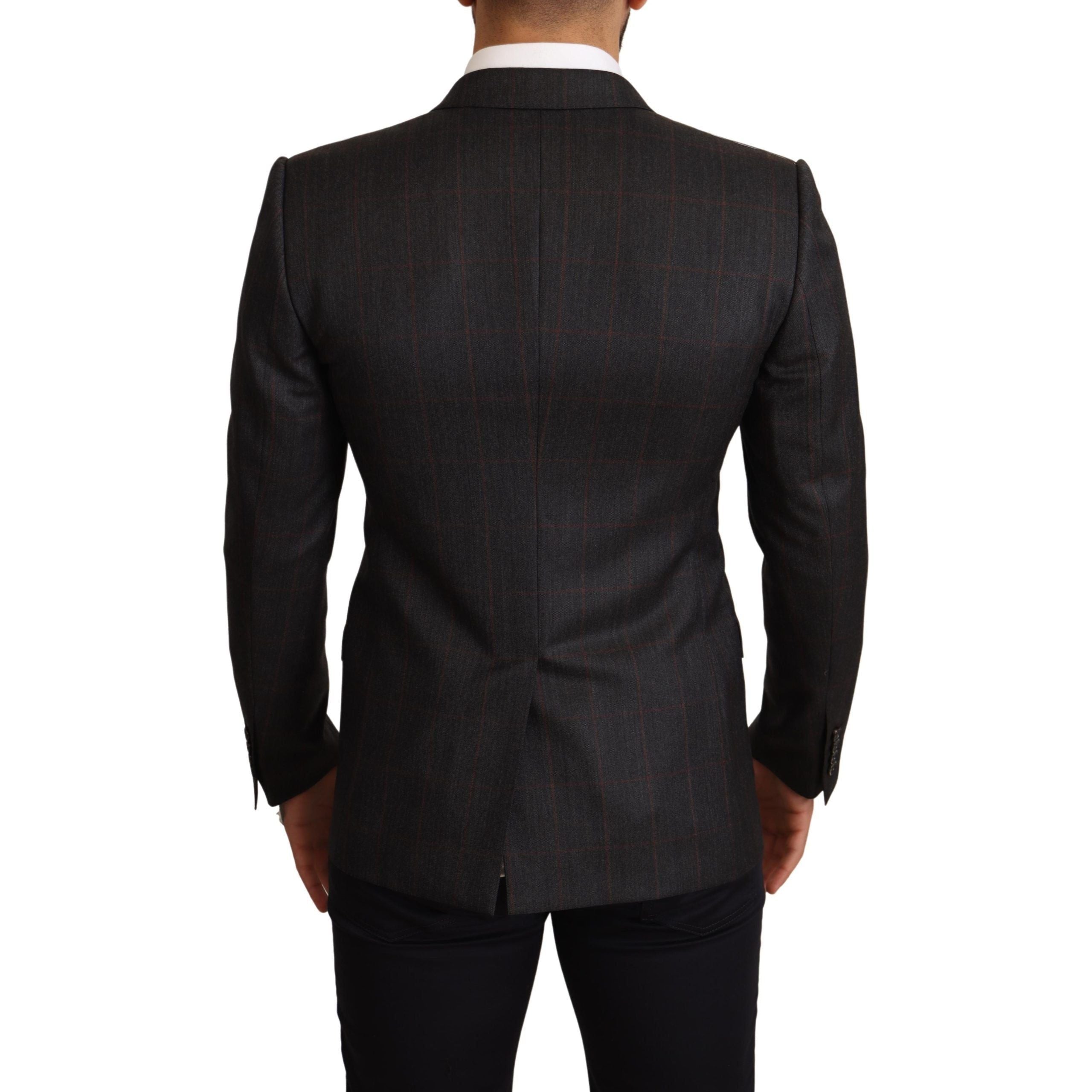 Dolce & Gabbana Gray Wool Check Martini Blazer