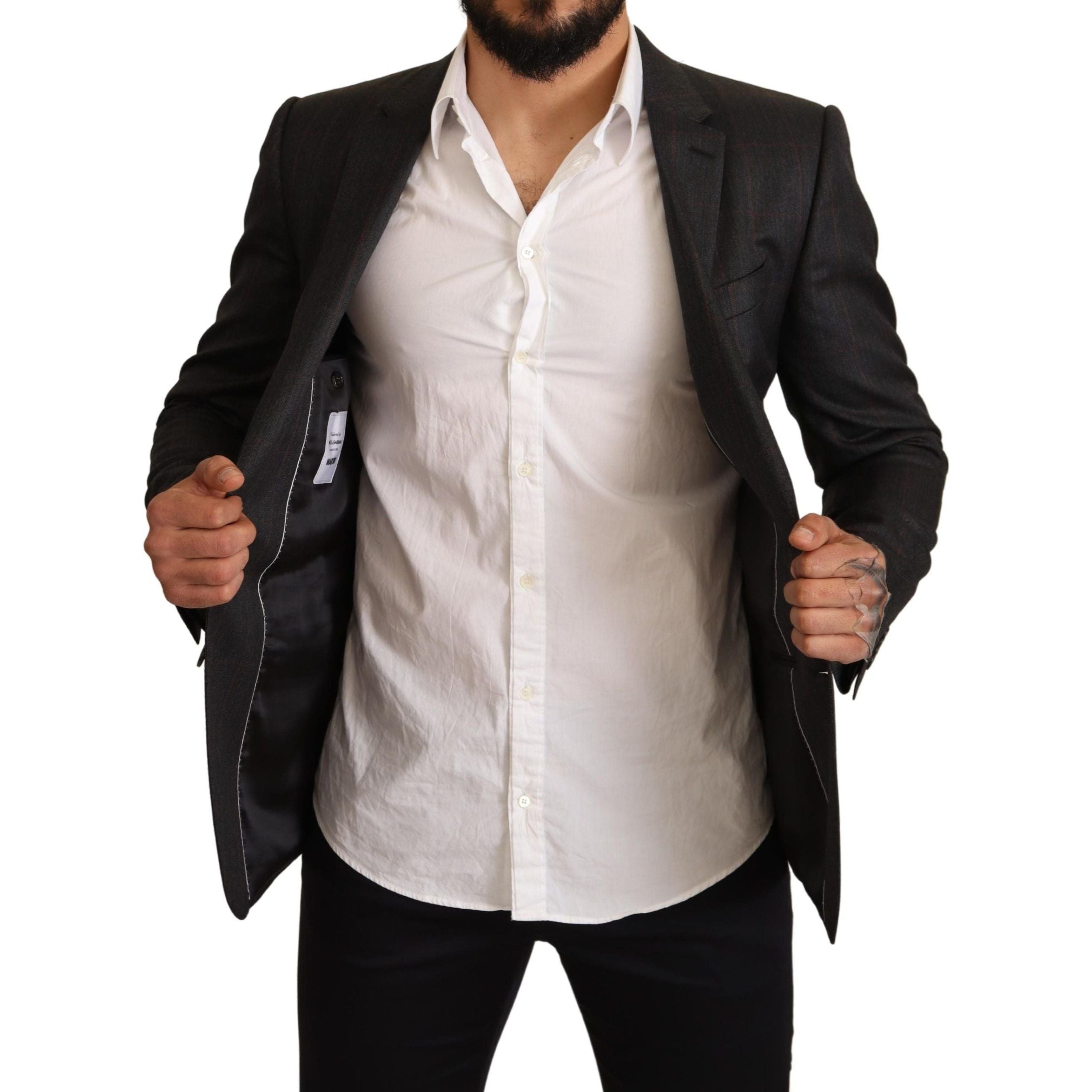 Dolce & Gabbana Gray Wool Check Martini Blazer