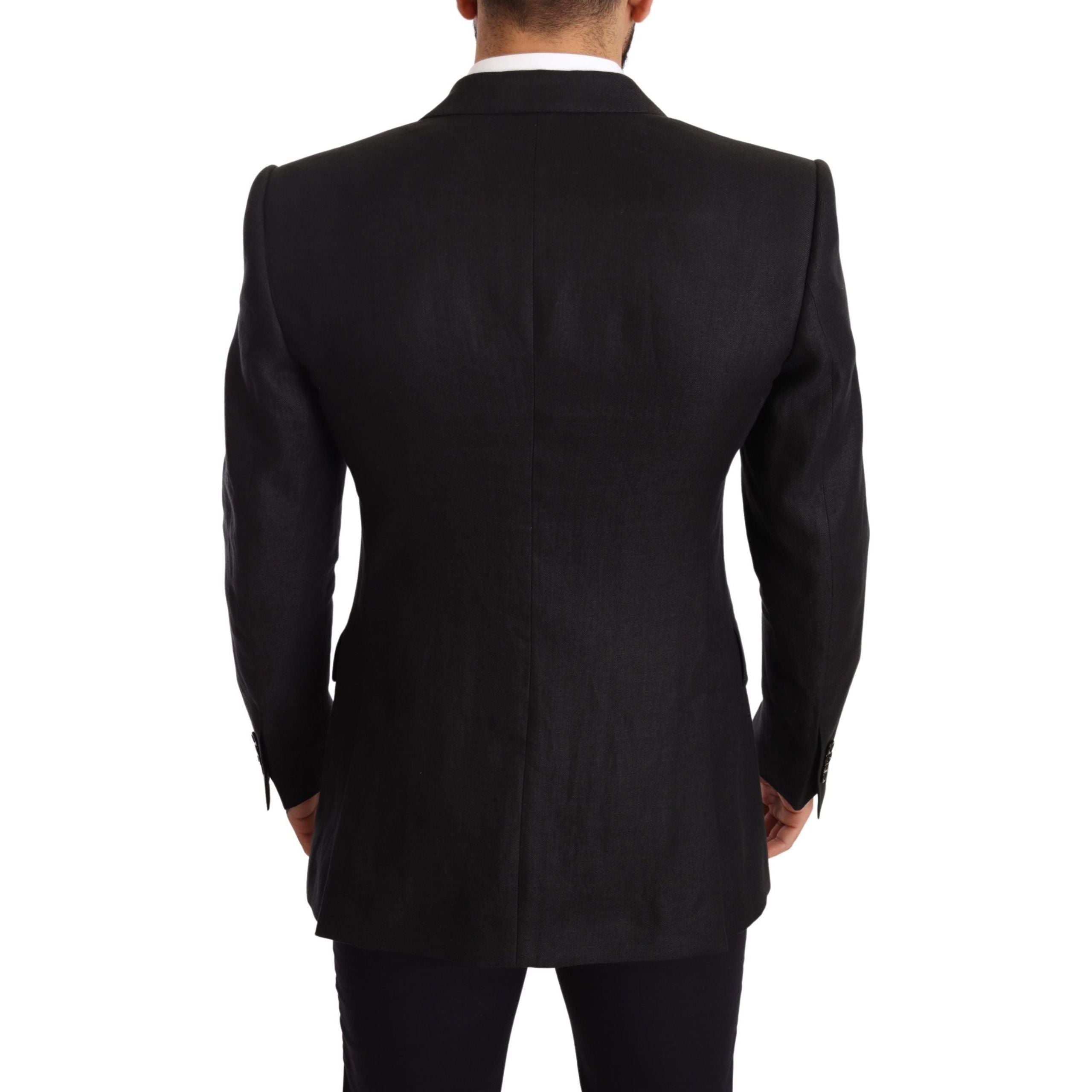 Dolce & Gabbana Black Linen Slim Fit Blazer