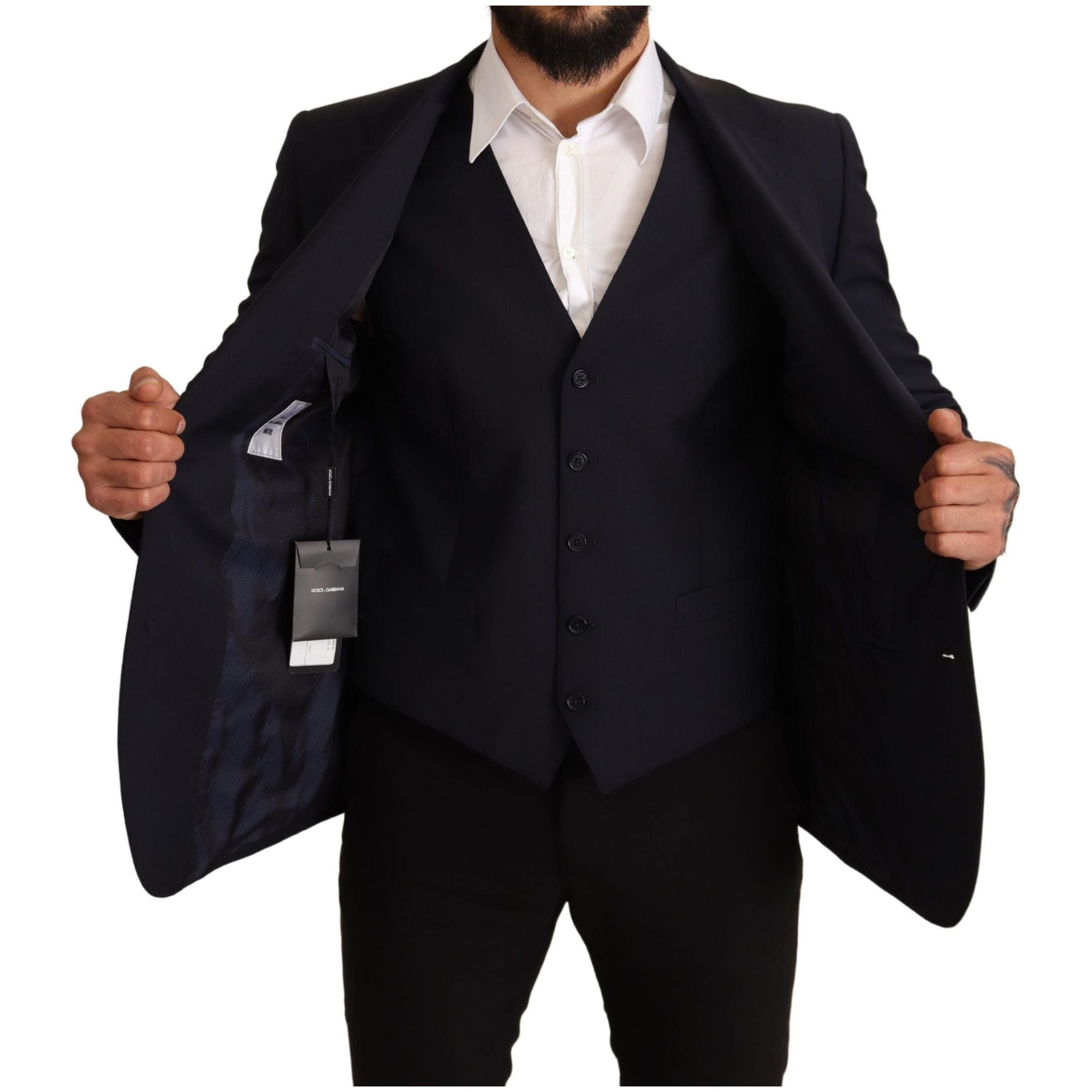 Dolce & Gabbana Dark Blue Wool Blend Martini Suit