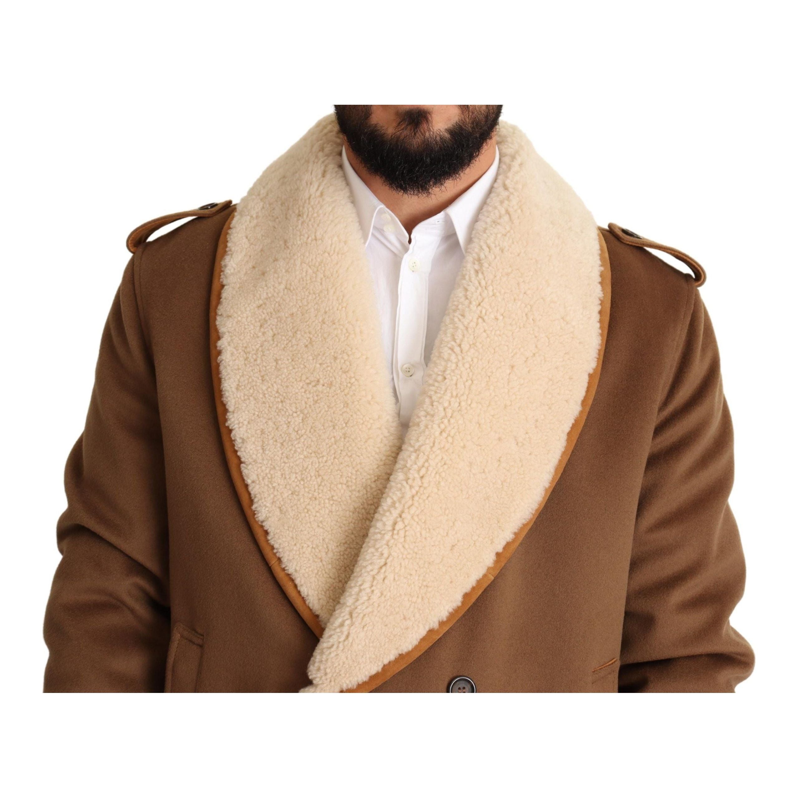 Dolce & Gabbana Black Shearling Double Breasted Jacket