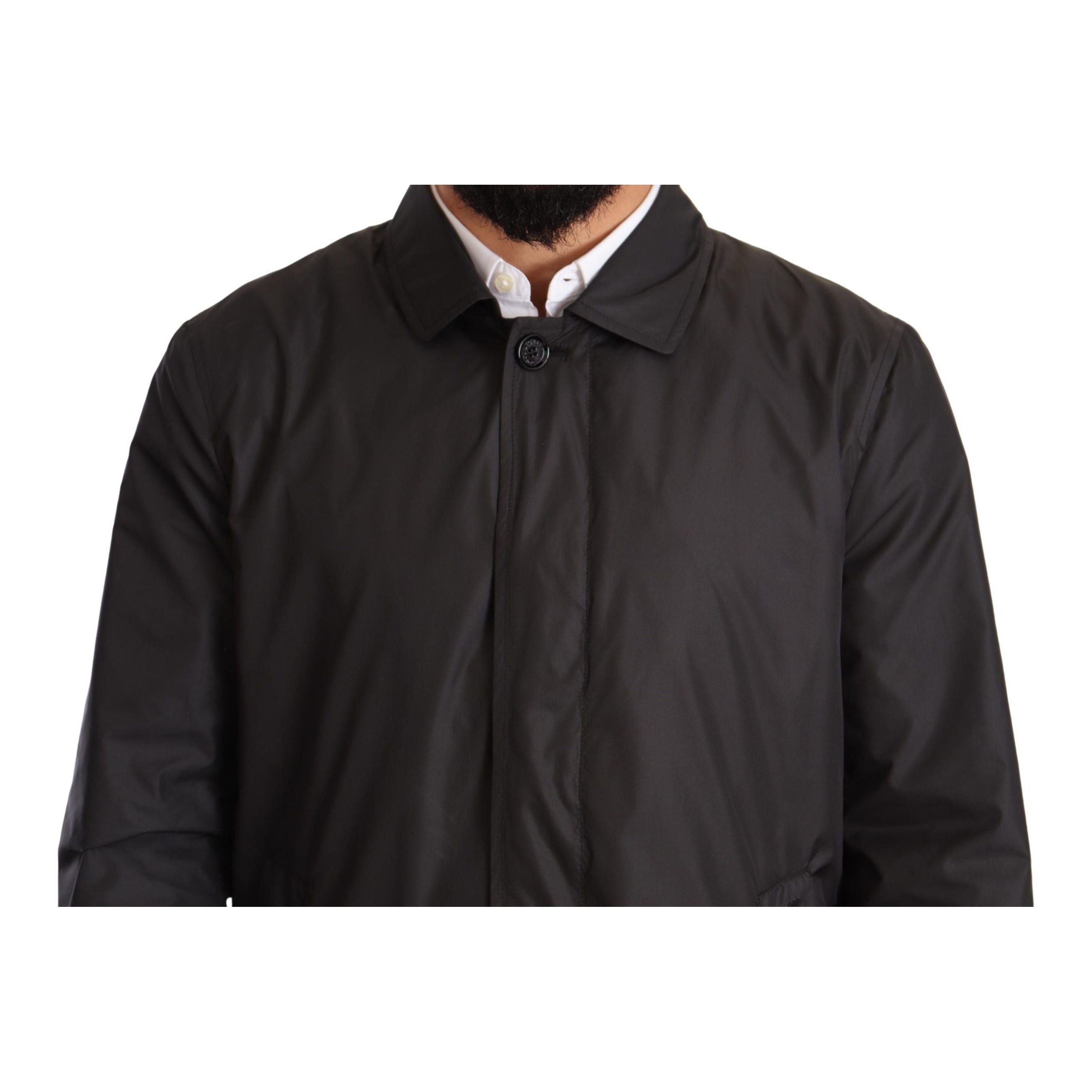 Dolce & Gabbana Black Wool Trench Coat for Sophisticated Style