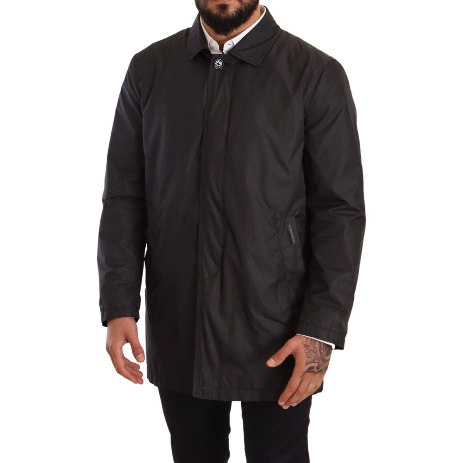 Dolce & Gabbana Black Wool Trench Coat for Sophisticated Style
