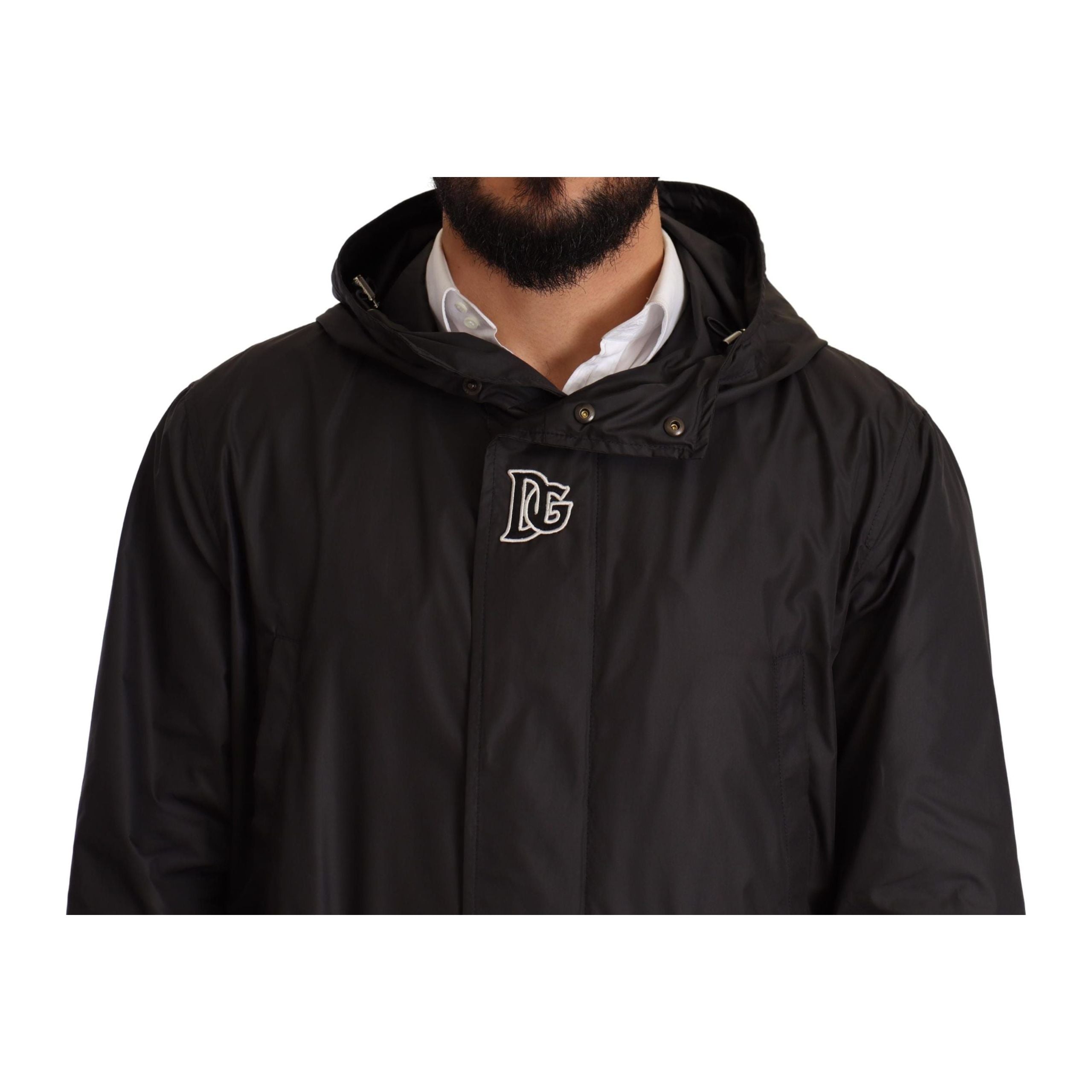Dolce & Gabbana Black Nylon Hooded Blouson Jacket