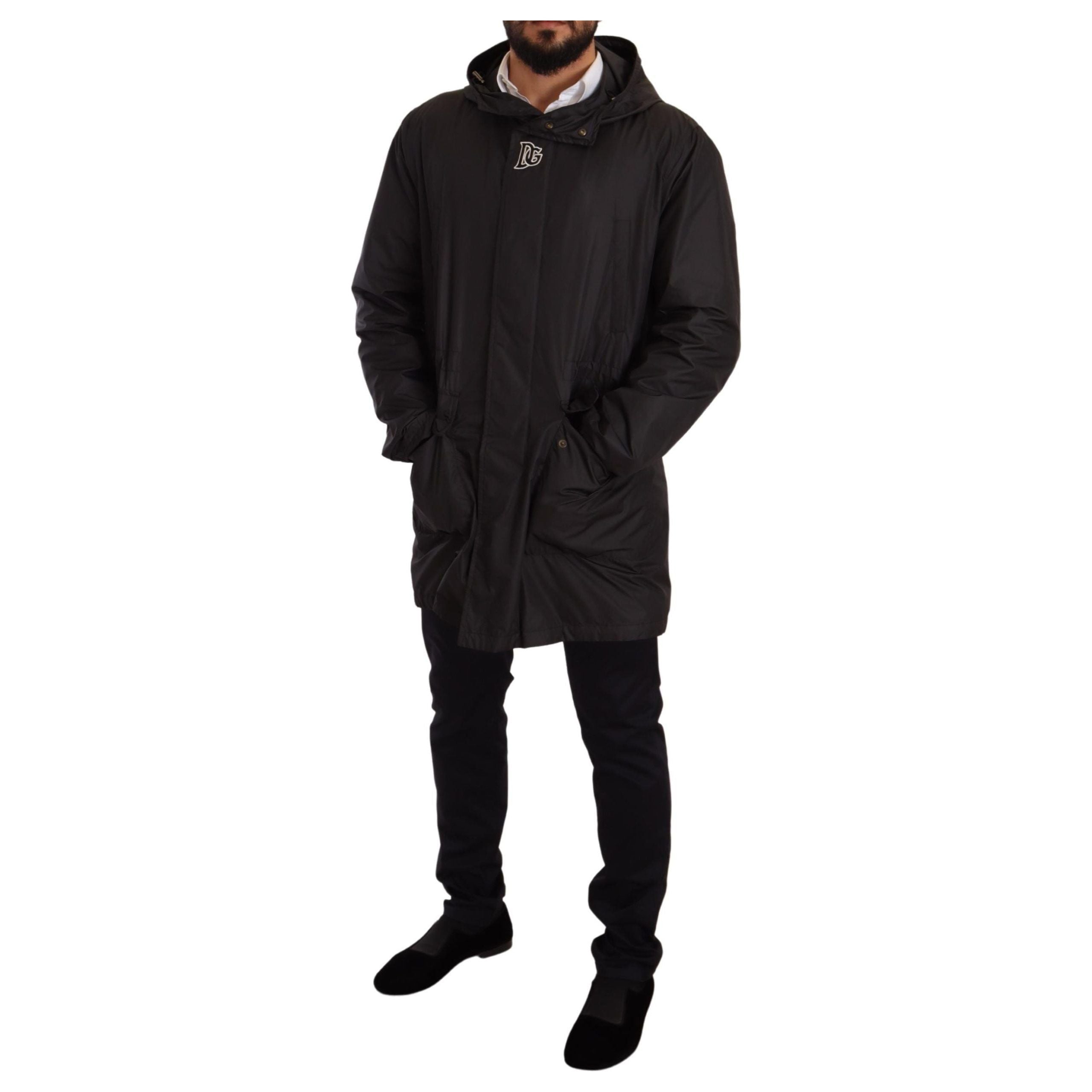 Dolce & Gabbana Black Nylon Hooded Blouson Jacket
