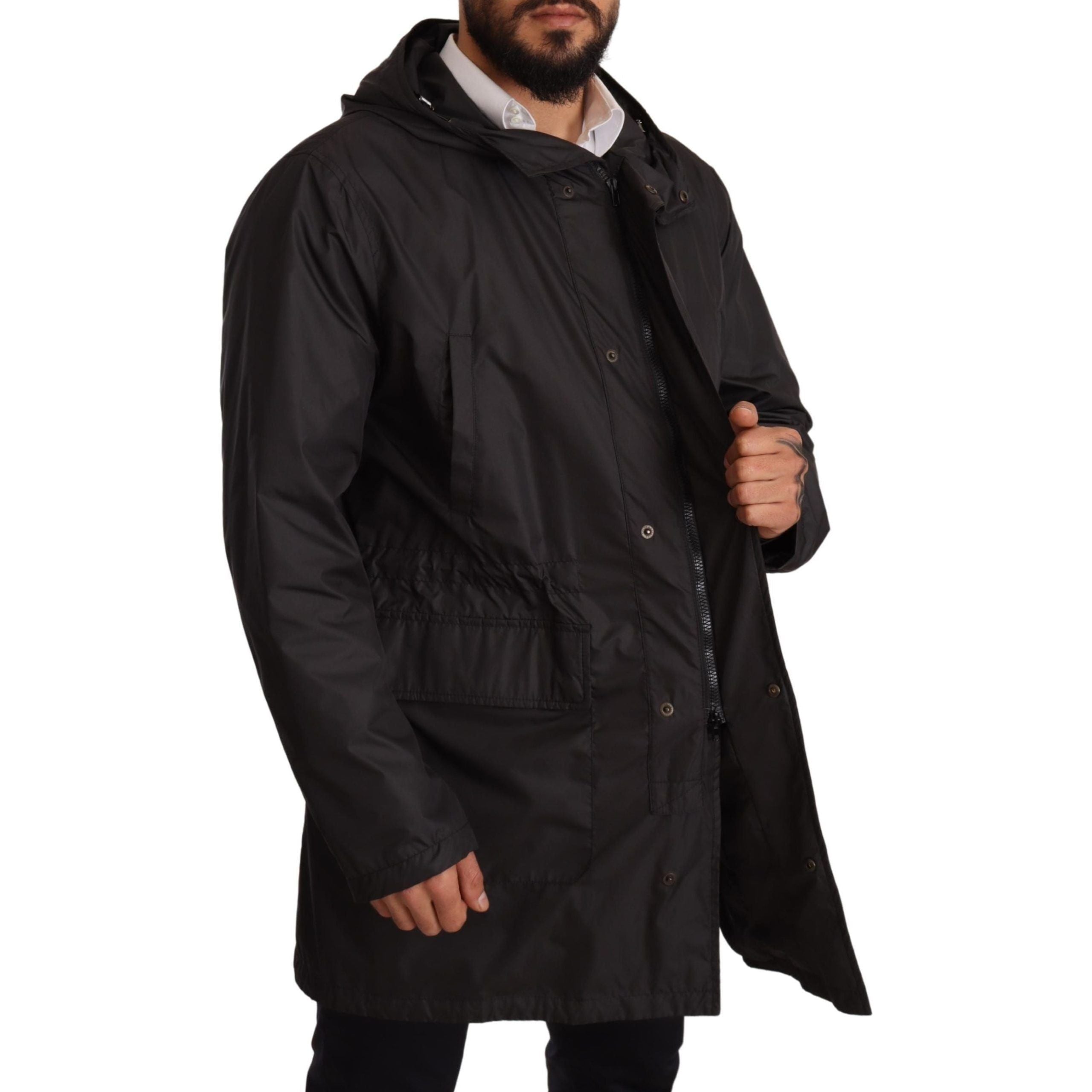 Dolce & Gabbana Black Nylon Hooded Blouson Jacket