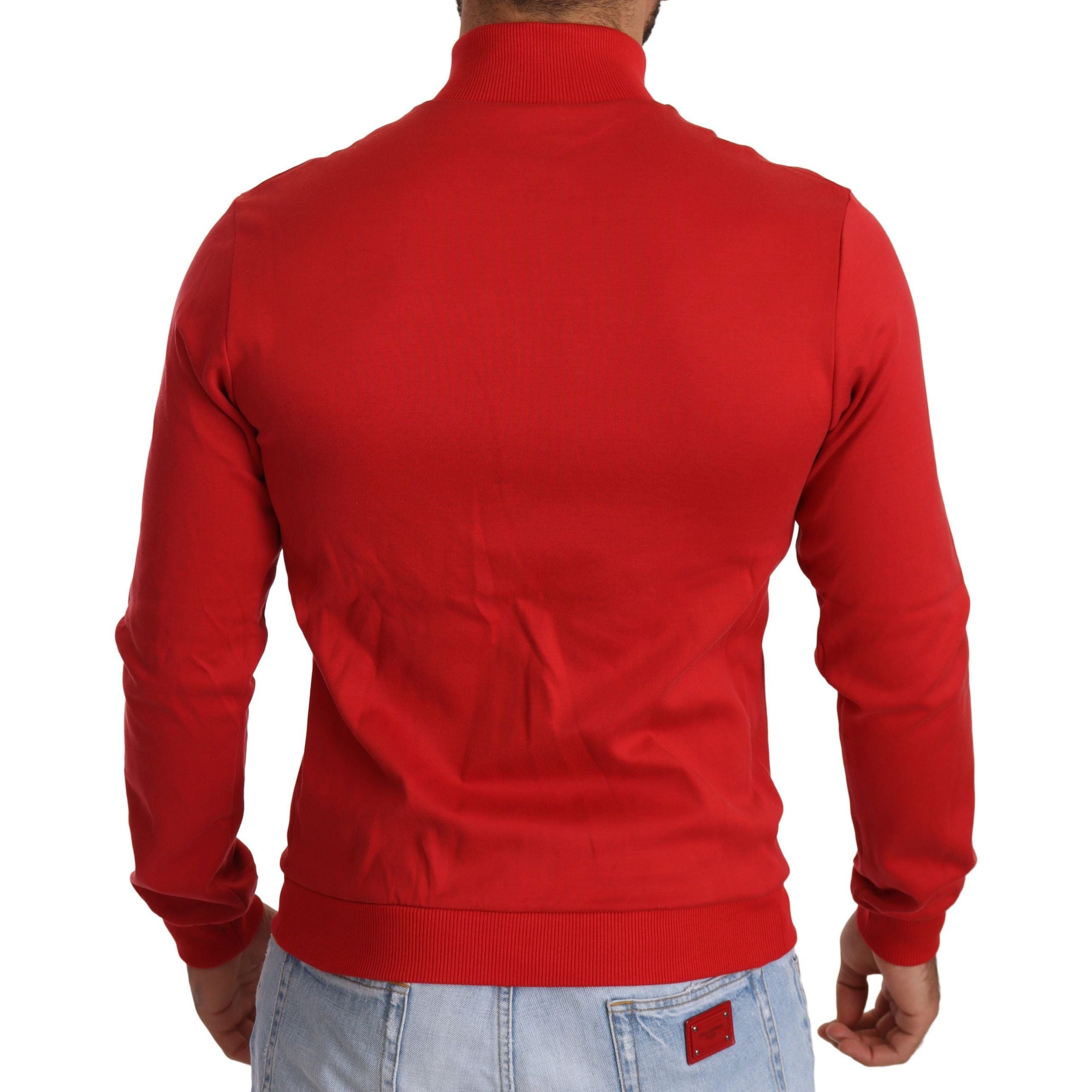 Dolce & Gabbana Red Cotton Sweater with DG Motor Club Motif