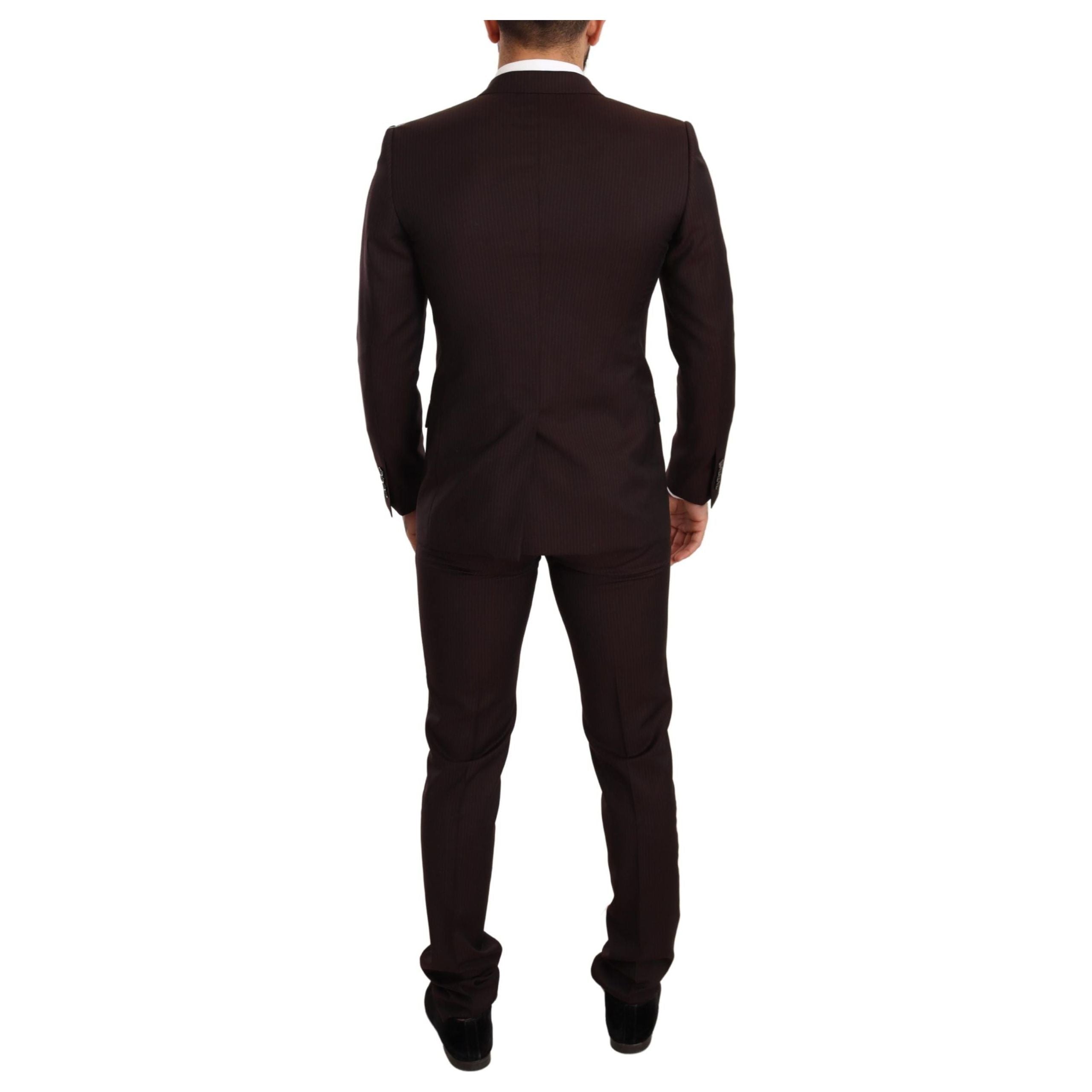 Dolce & Gabbana Bordeaux Wool Striped Martini Suit