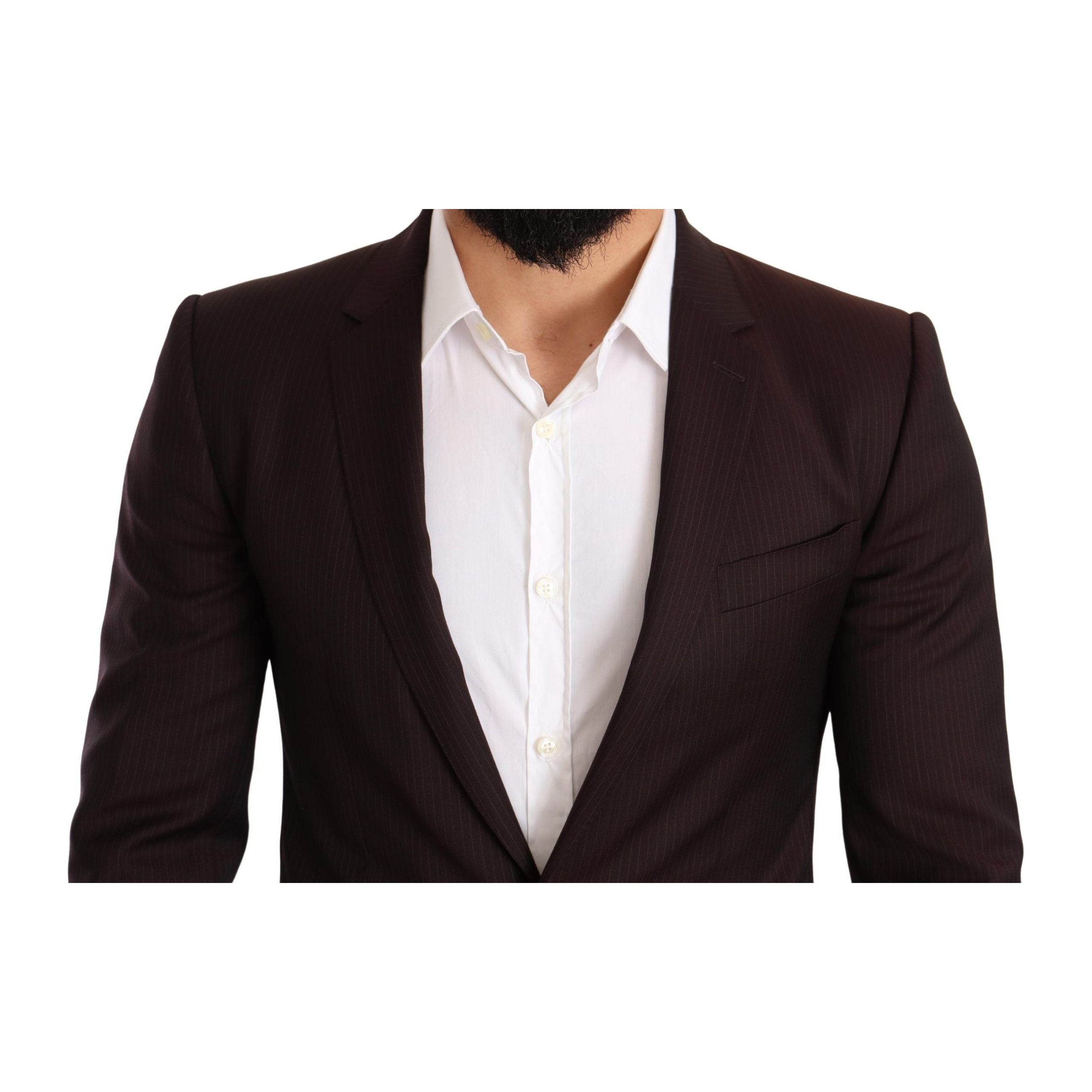Dolce & Gabbana Bordeaux Wool Striped Martini Suit