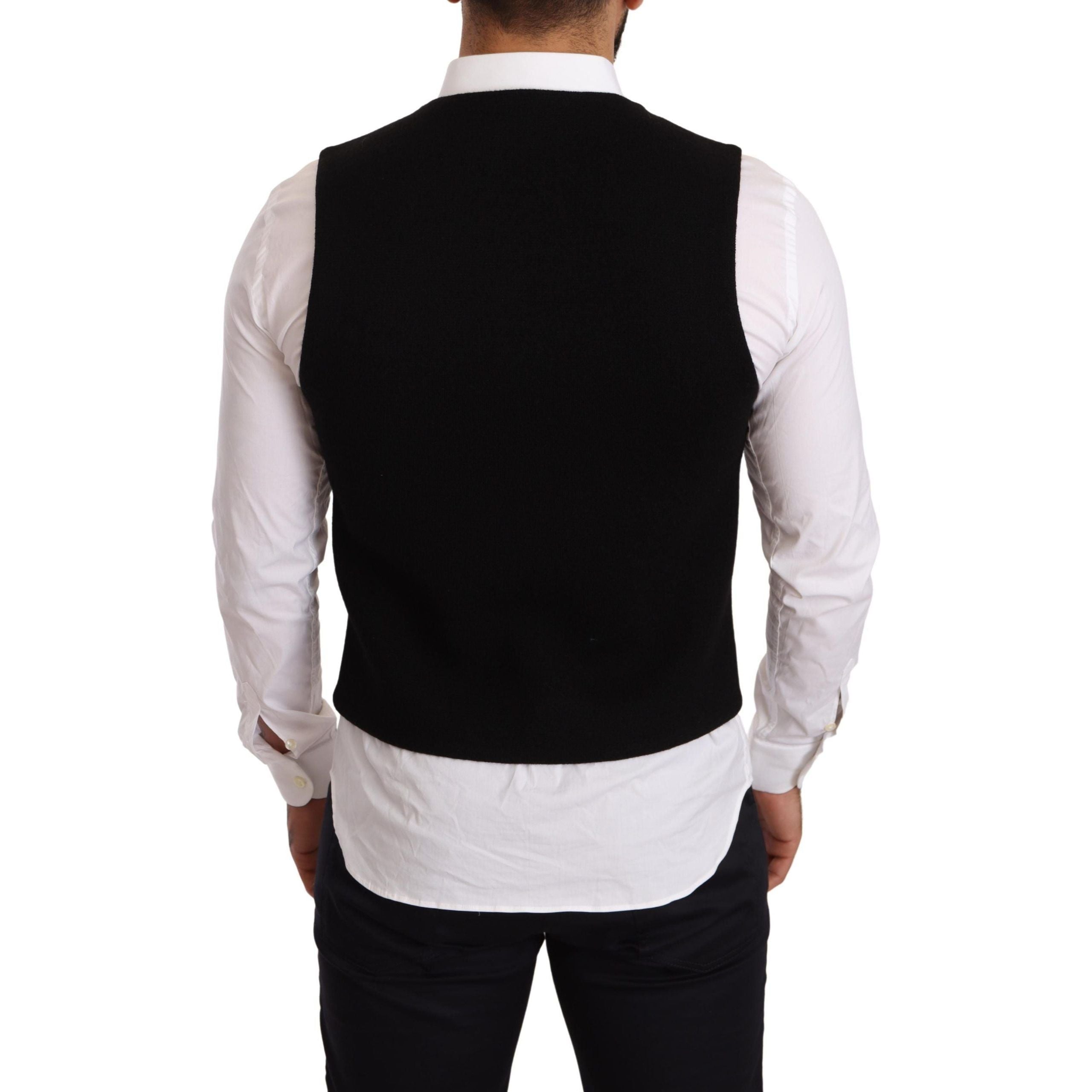 Dolce & Gabbana Black Cotton Formal Dress Vest