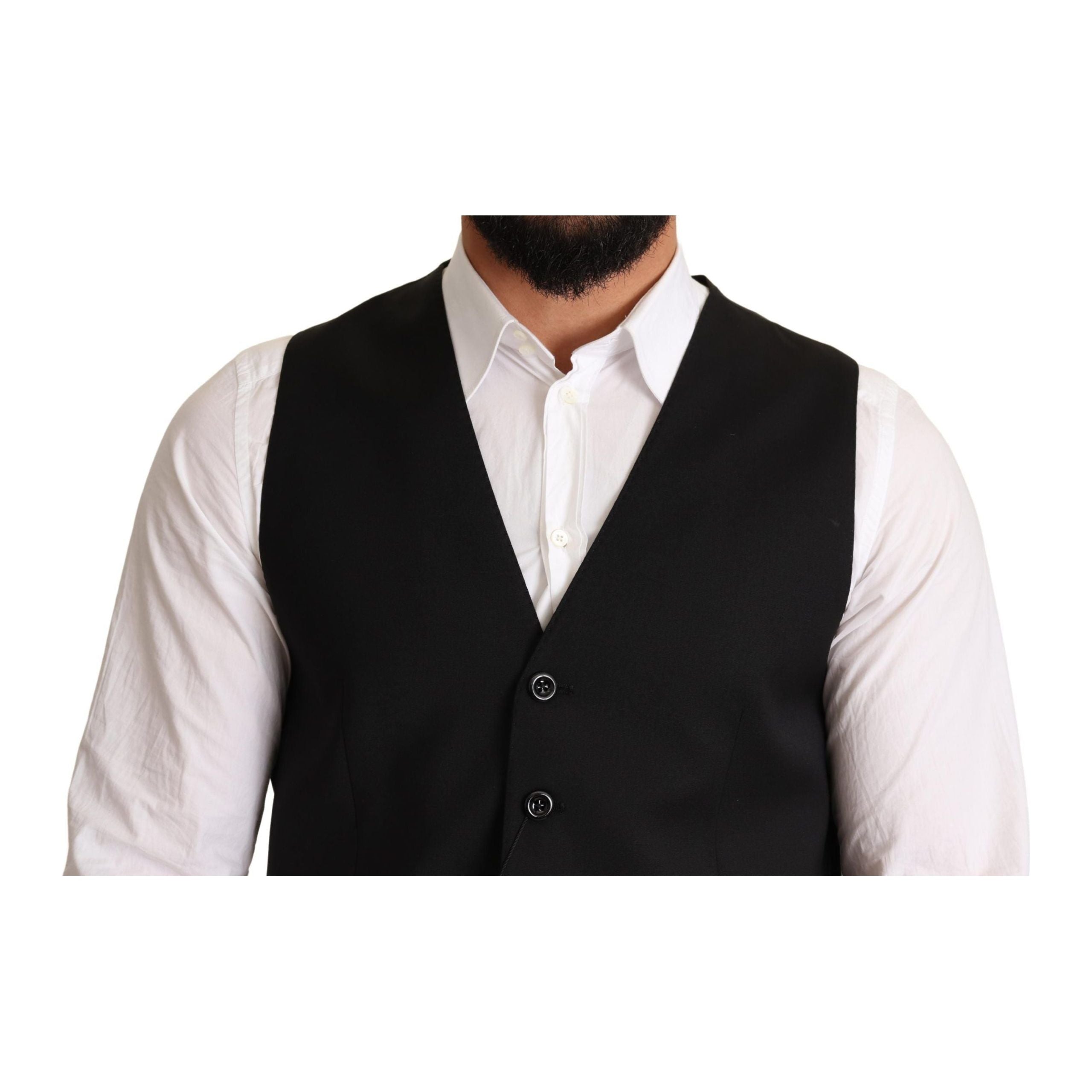 Dolce & Gabbana Black Wool Formal Dress Vest for Sophistication