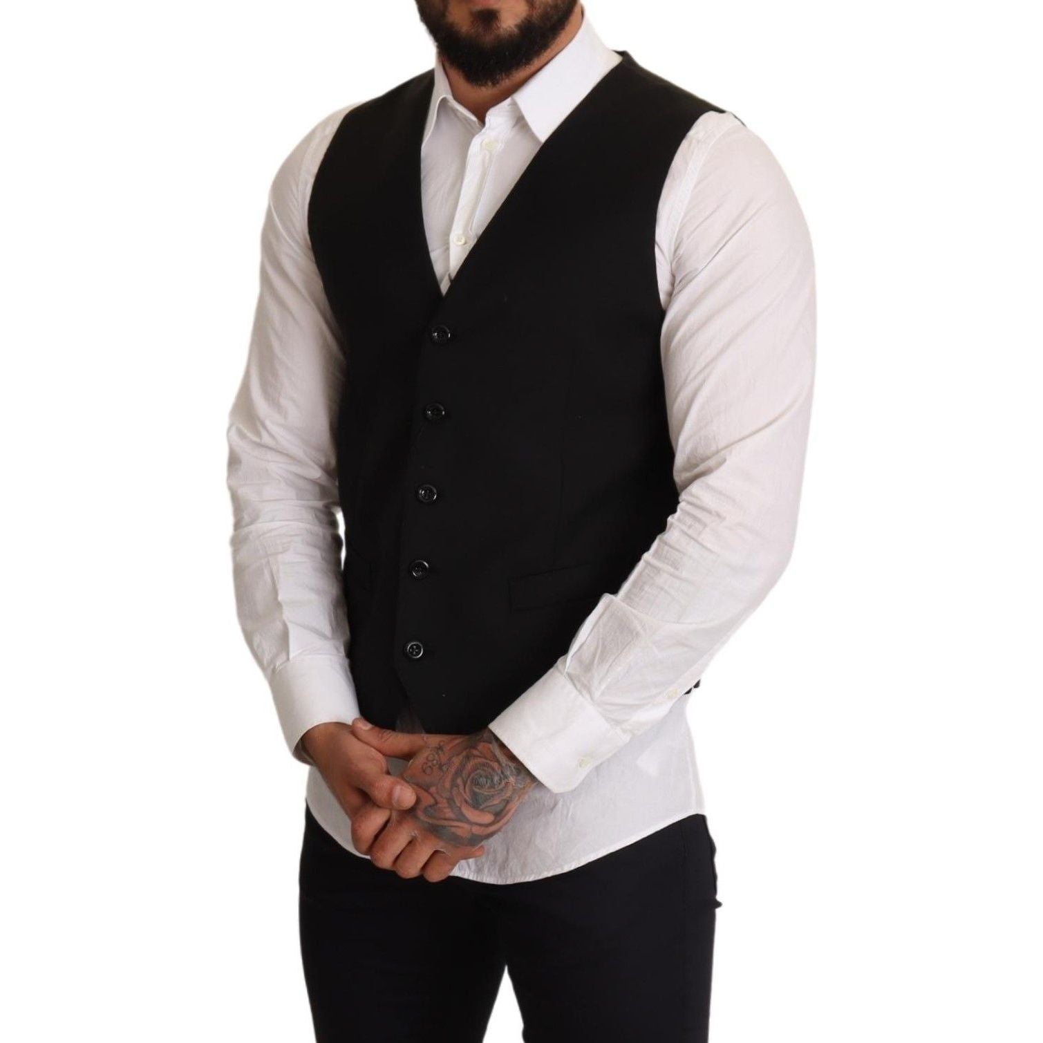 Dolce & Gabbana Black Wool Formal Dress Vest for Sophistication