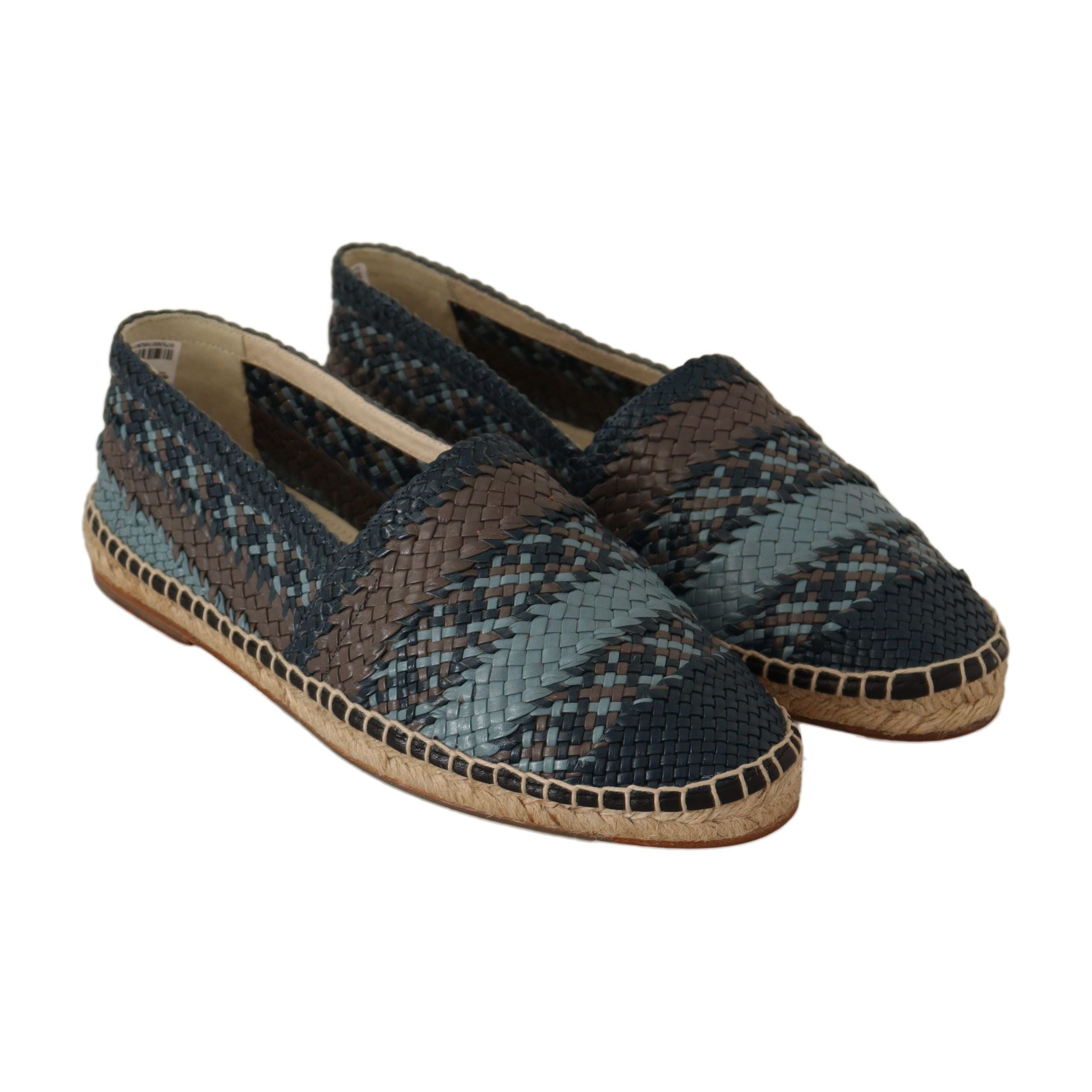 Dolce & Gabbana Blue Woven Leather Espadrilles Luxe