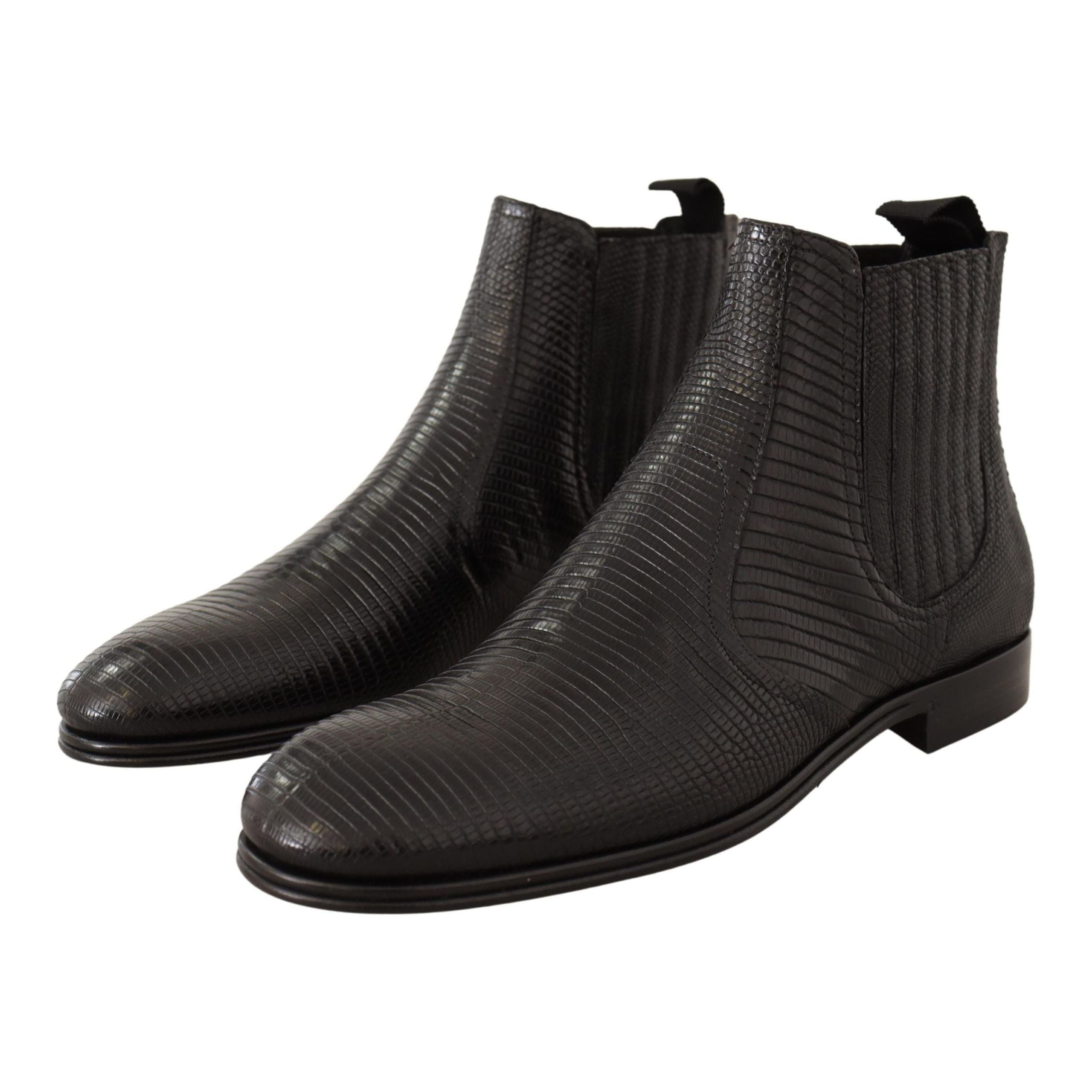 Dolce & Gabbana Black Lizard Skin Derby Boots