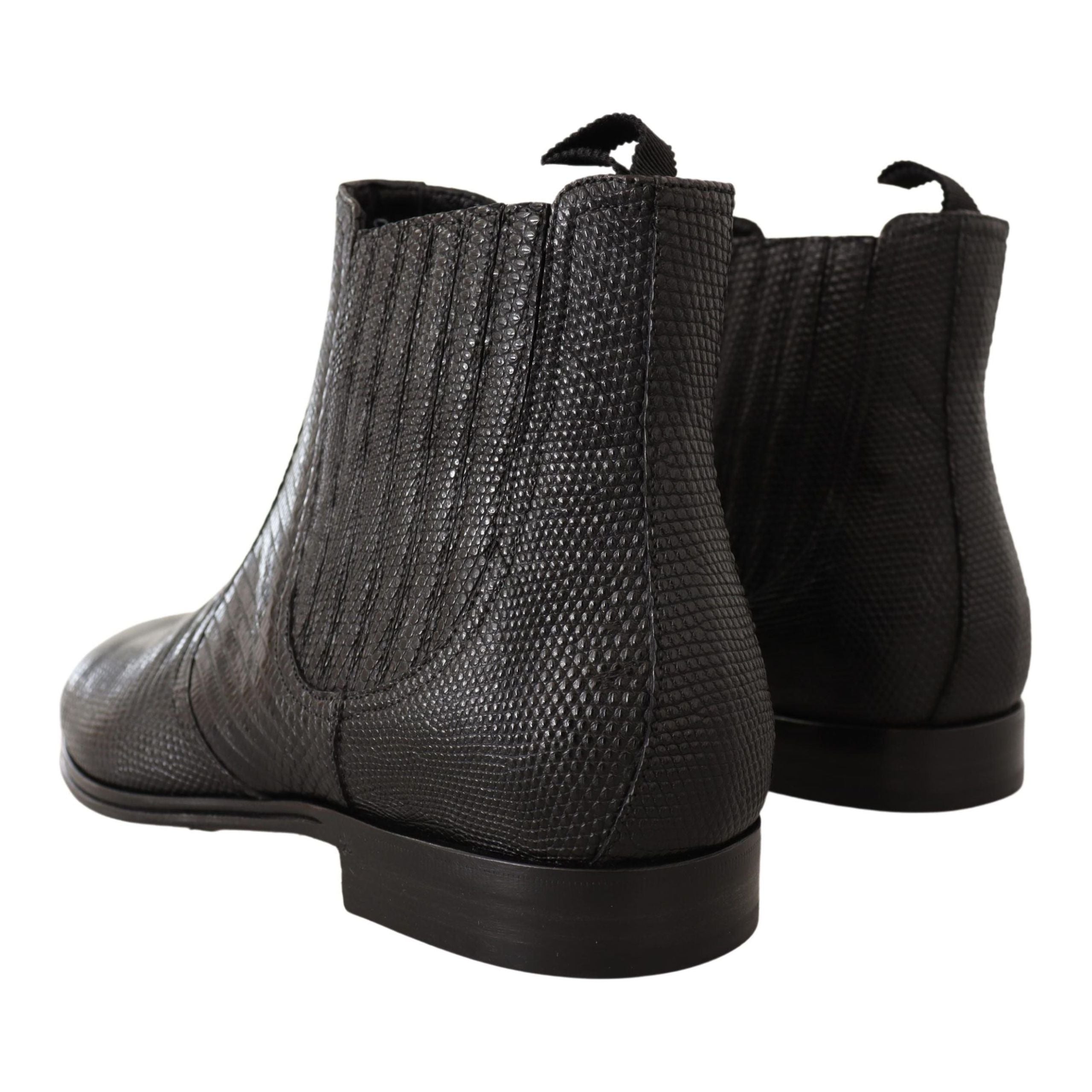Dolce & Gabbana Black Lizard Skin Derby Boots