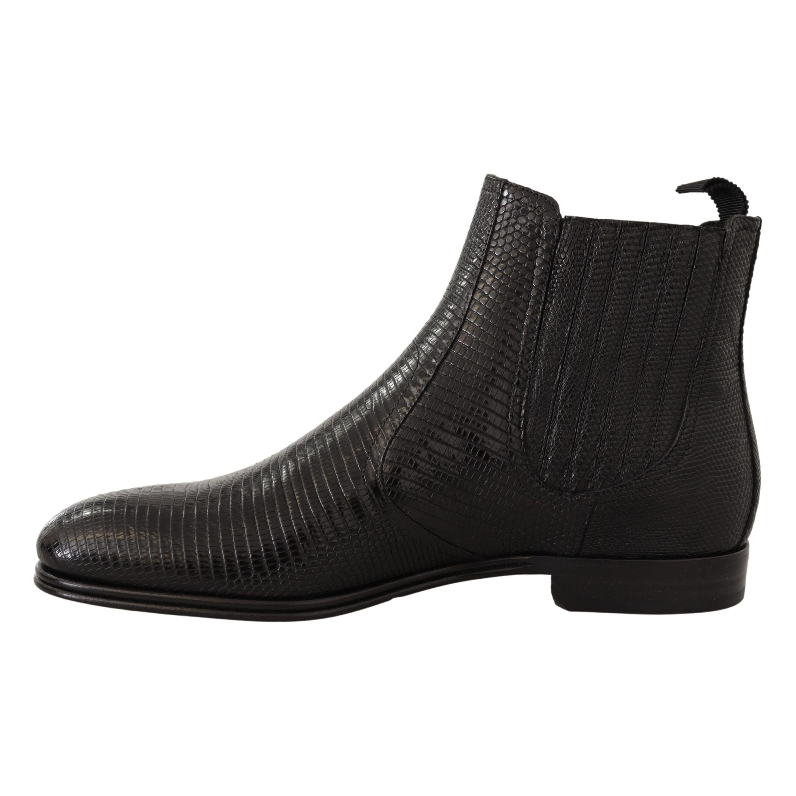 Dolce & Gabbana Black Lizard Skin Derby Boots