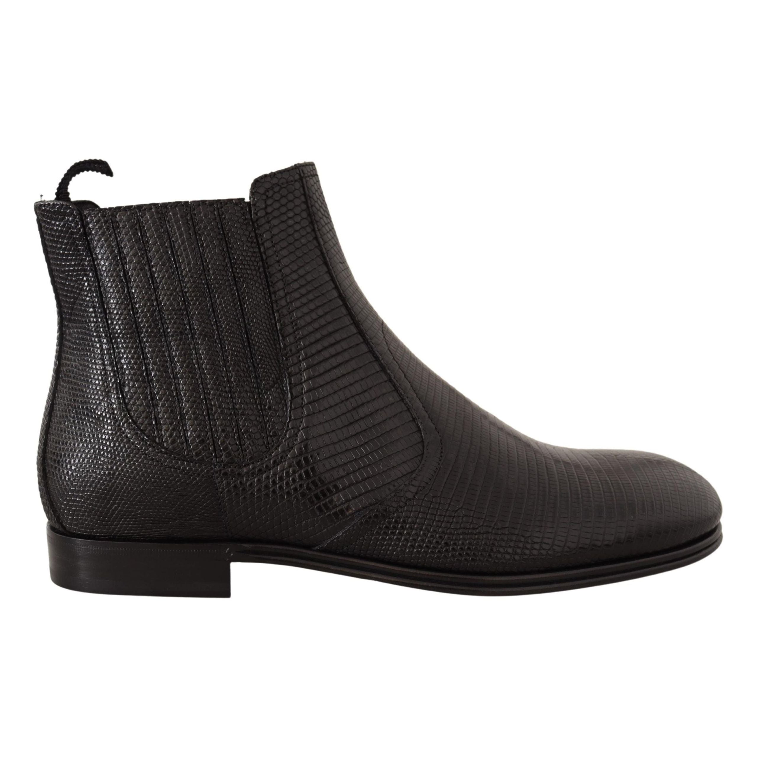 Dolce & Gabbana Black Lizard Skin Derby Boots