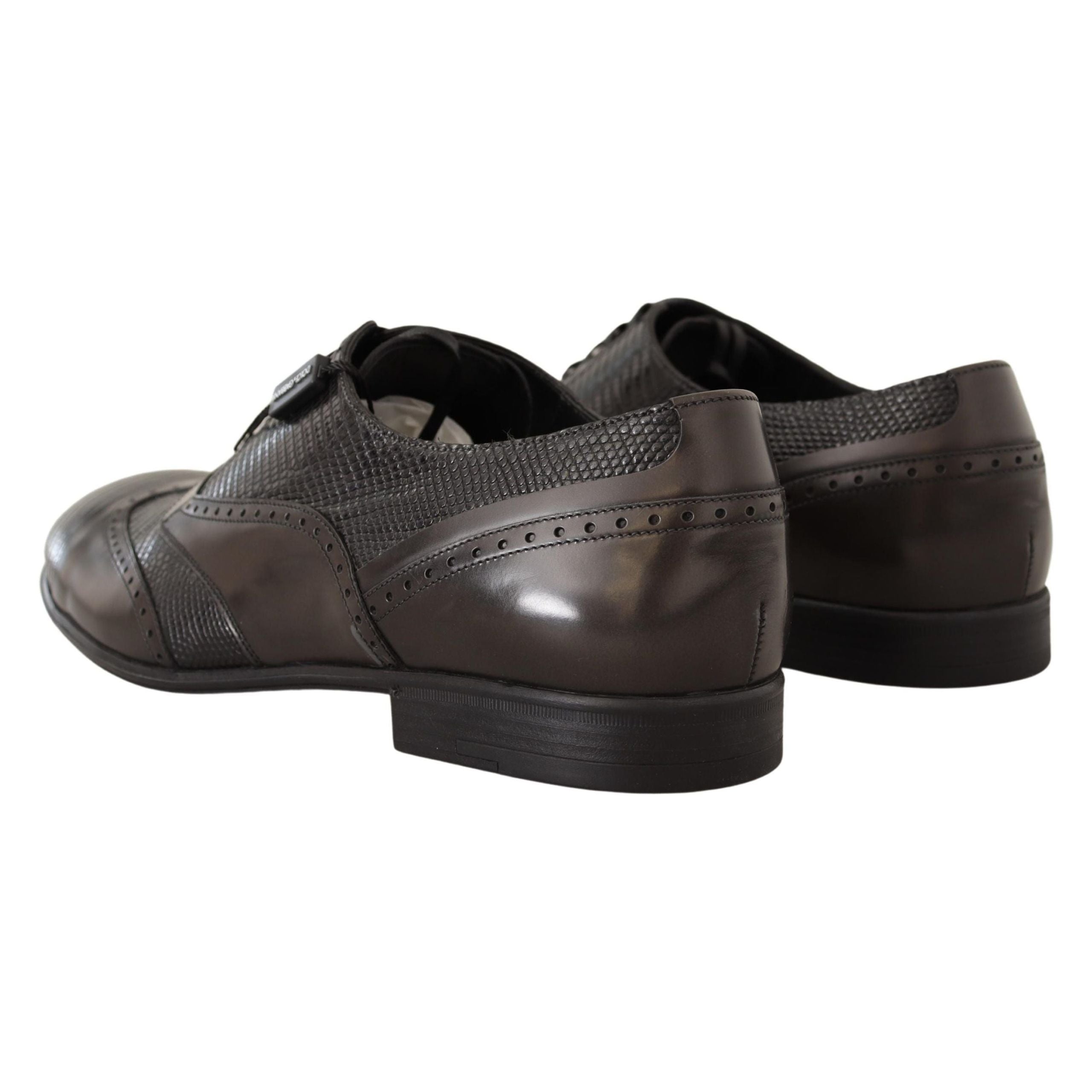 Dolce & Gabbana Brown Lizard Leather Oxford Shoes