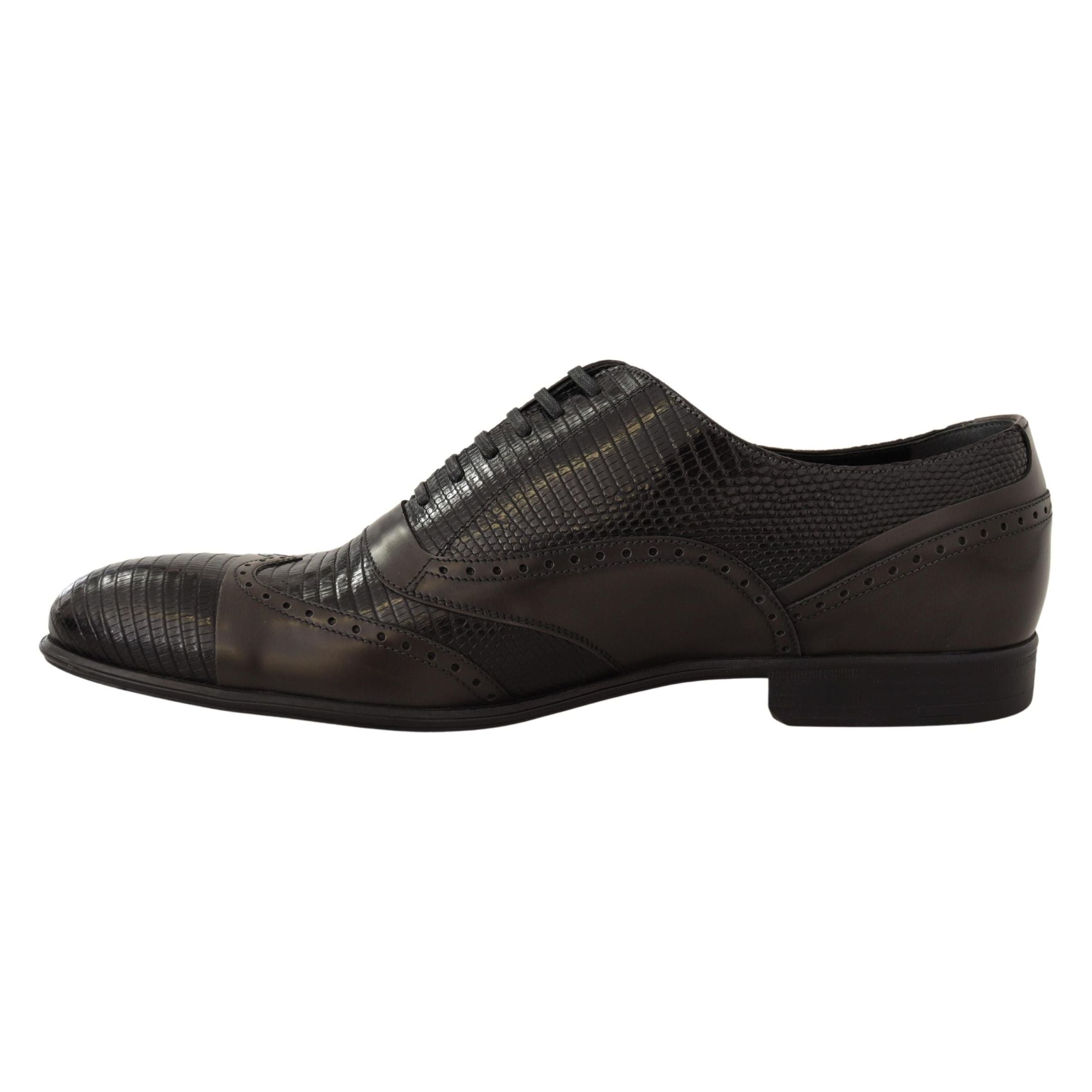 Dolce & Gabbana Brown Lizard Leather Oxford Shoes