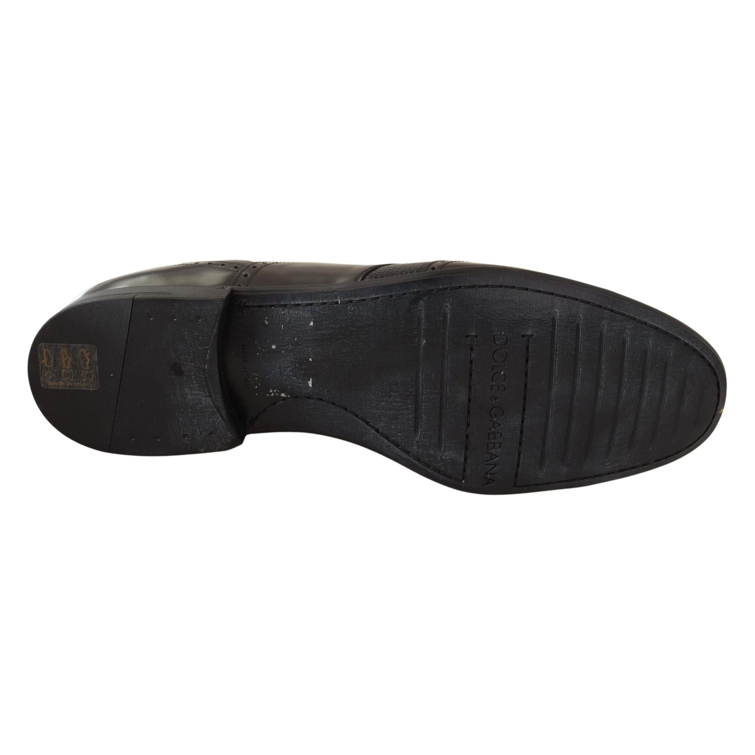 Dolce & Gabbana Brown Lizard Leather Oxford Shoes