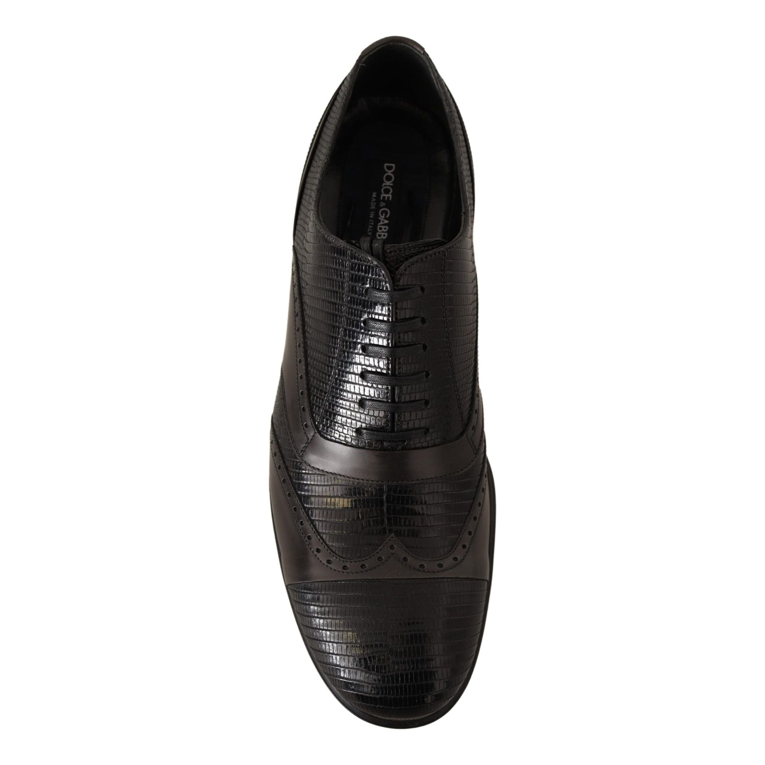 Dolce & Gabbana Brown Lizard Leather Oxford Shoes