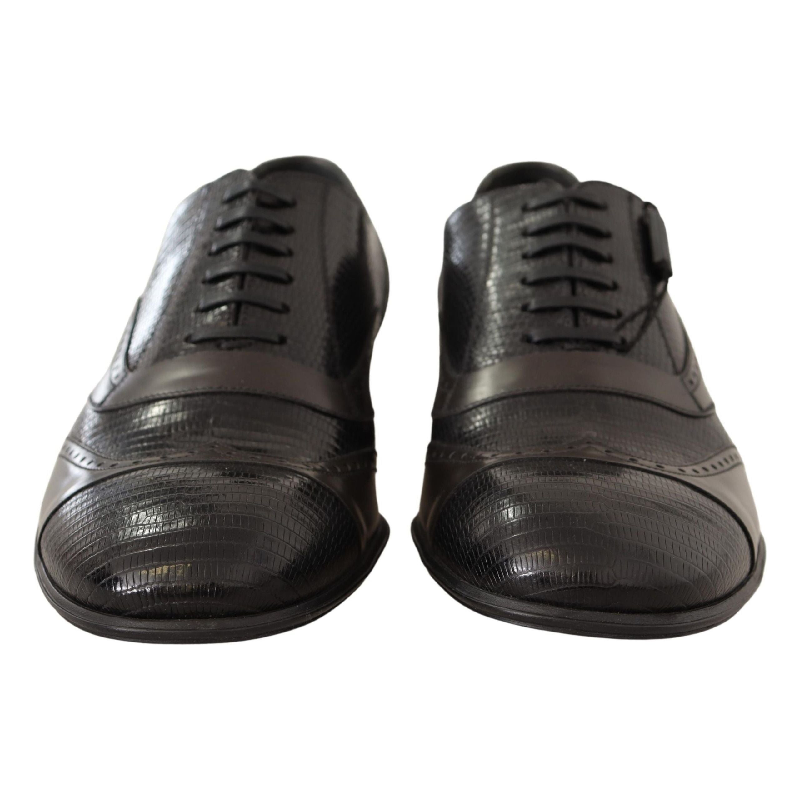 Dolce & Gabbana Brown Lizard Leather Oxford Shoes