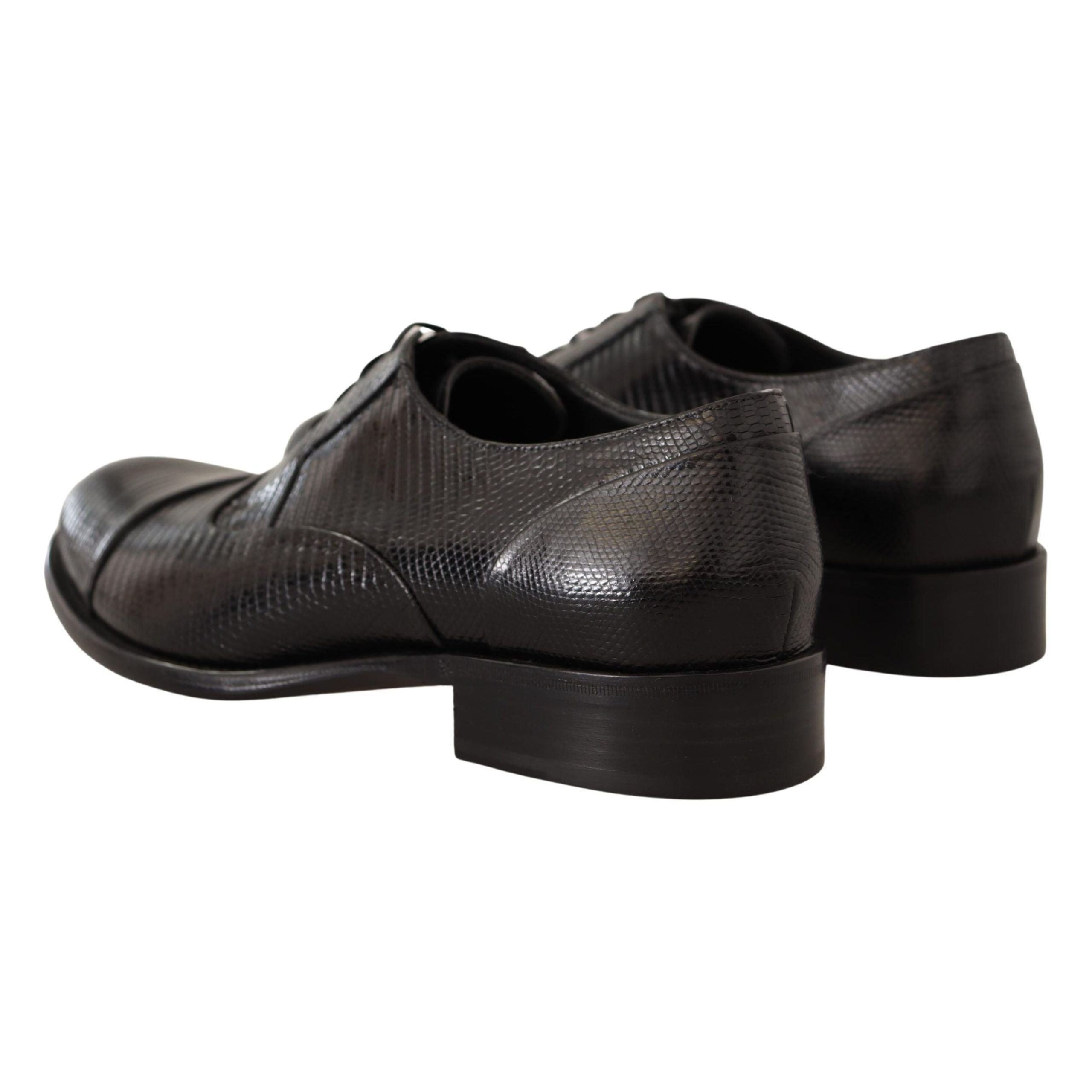 Dolce & Gabbana Black Lizard Skin Derby Shoes
