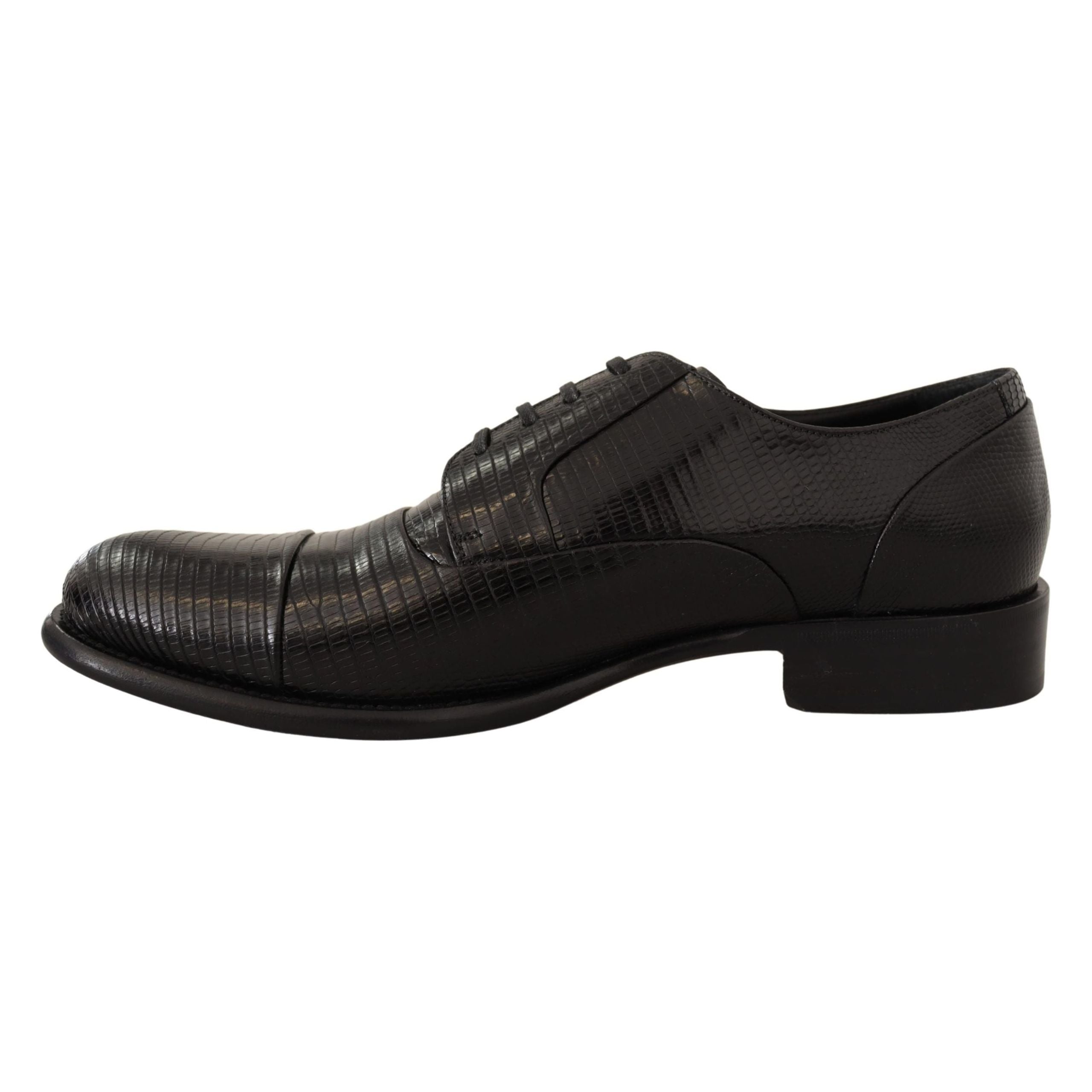 Dolce & Gabbana Black Lizard Skin Derby Shoes