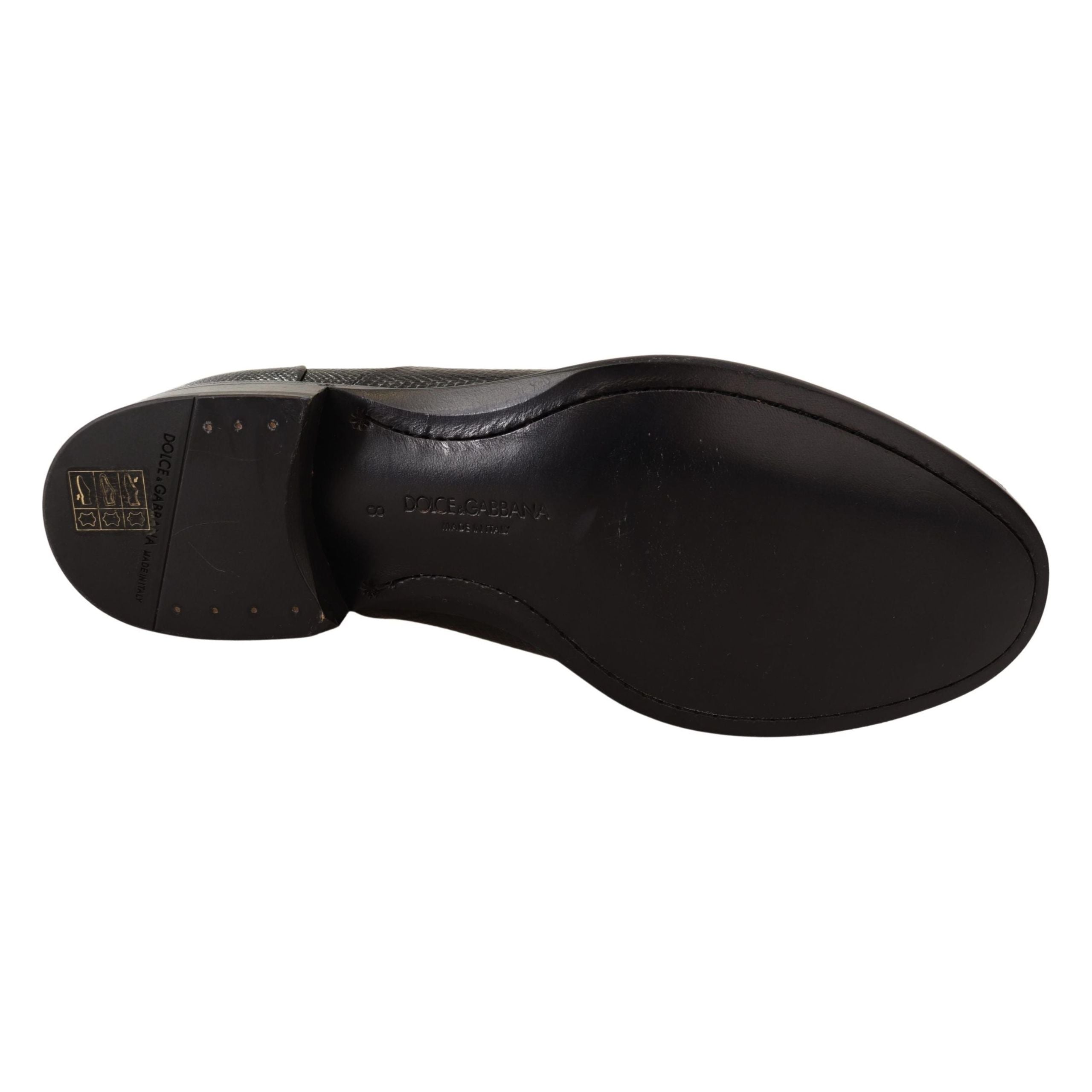 Dolce & Gabbana Black Lizard Skin Derby Shoes