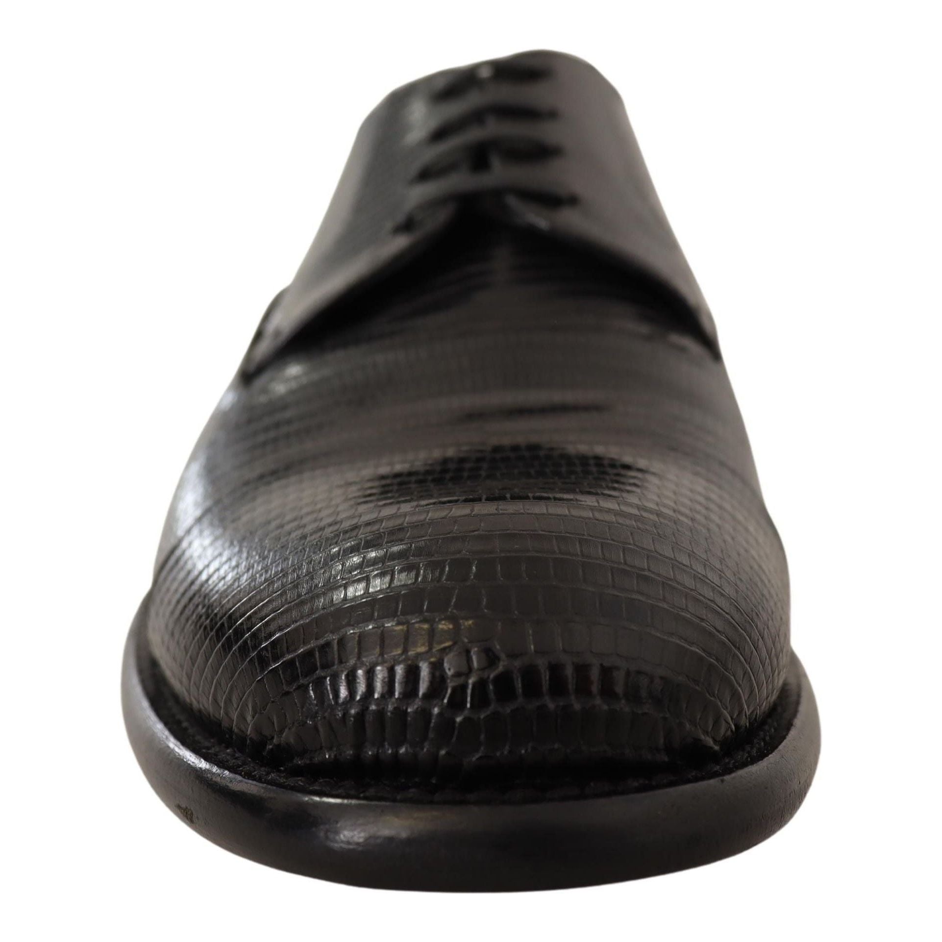 Dolce & Gabbana Black Lizard Skin Derby Shoes