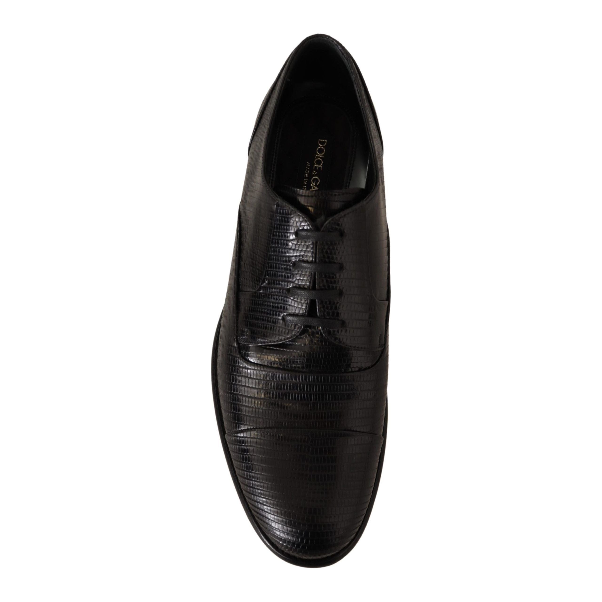 Dolce & Gabbana Black Lizard Skin Derby Shoes