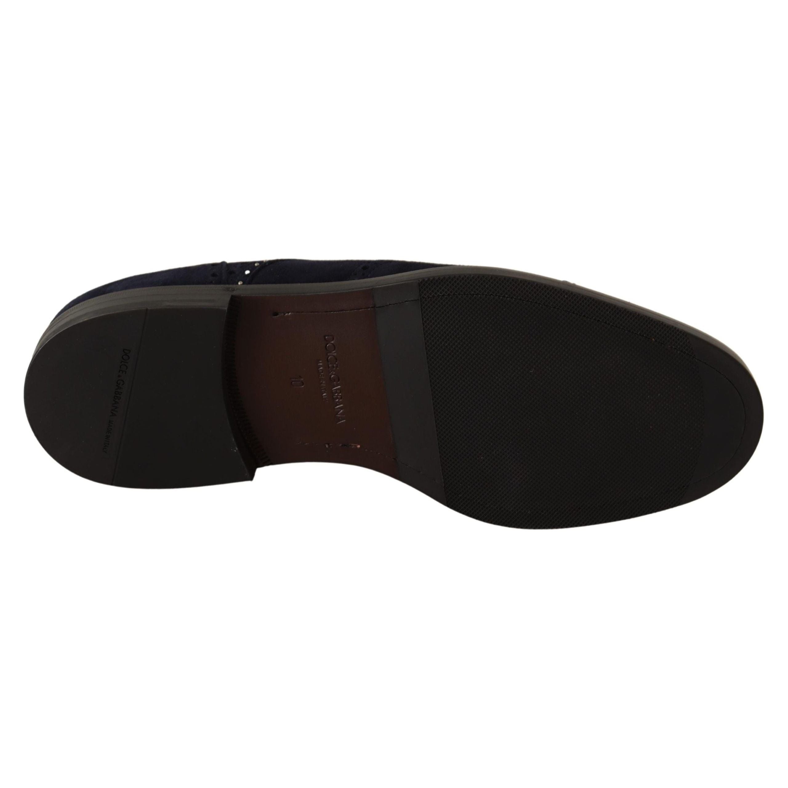 Dolce & Gabbana Black Suede Derby Shoes with Silver Studs