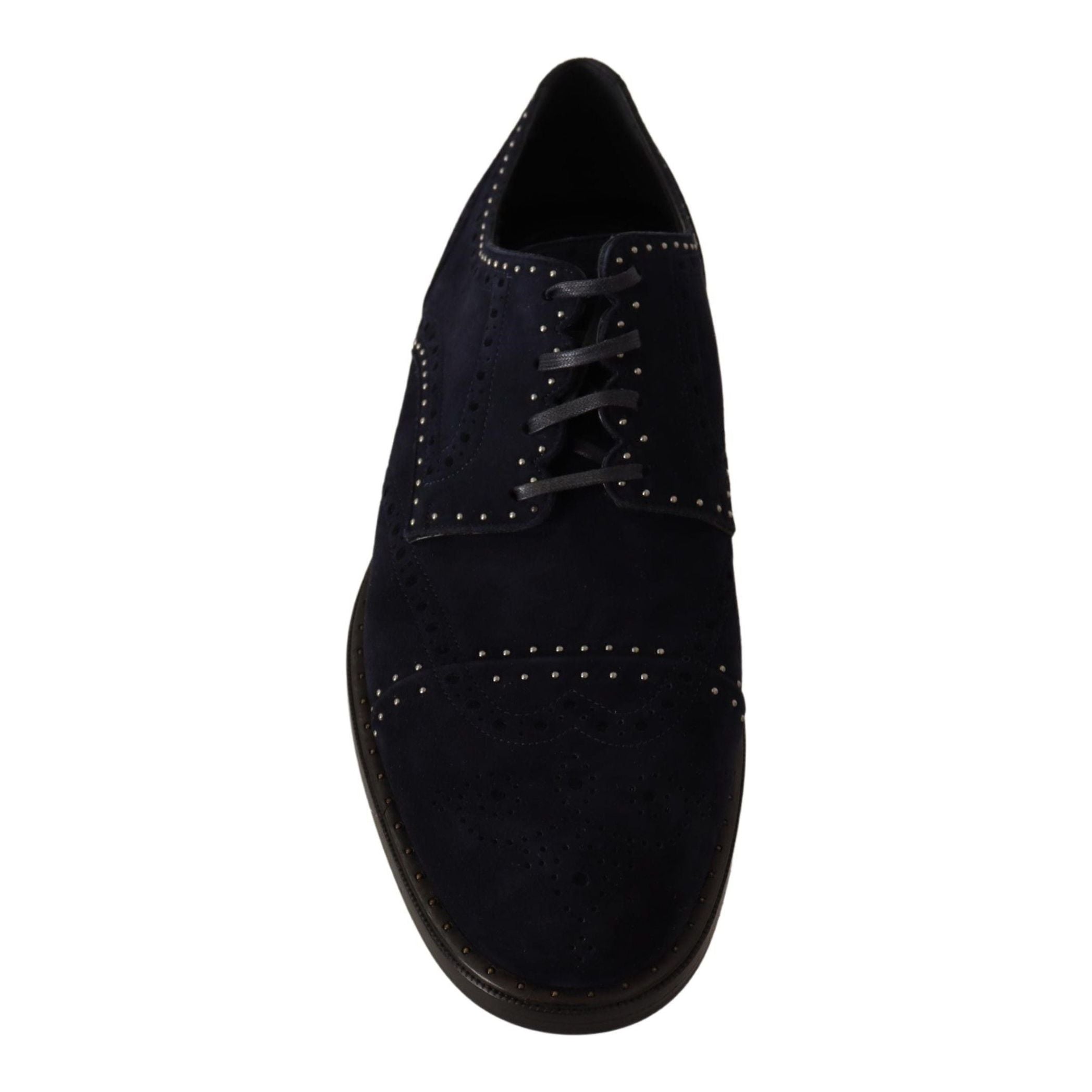 Dolce & Gabbana Black Suede Derby Shoes with Silver Studs