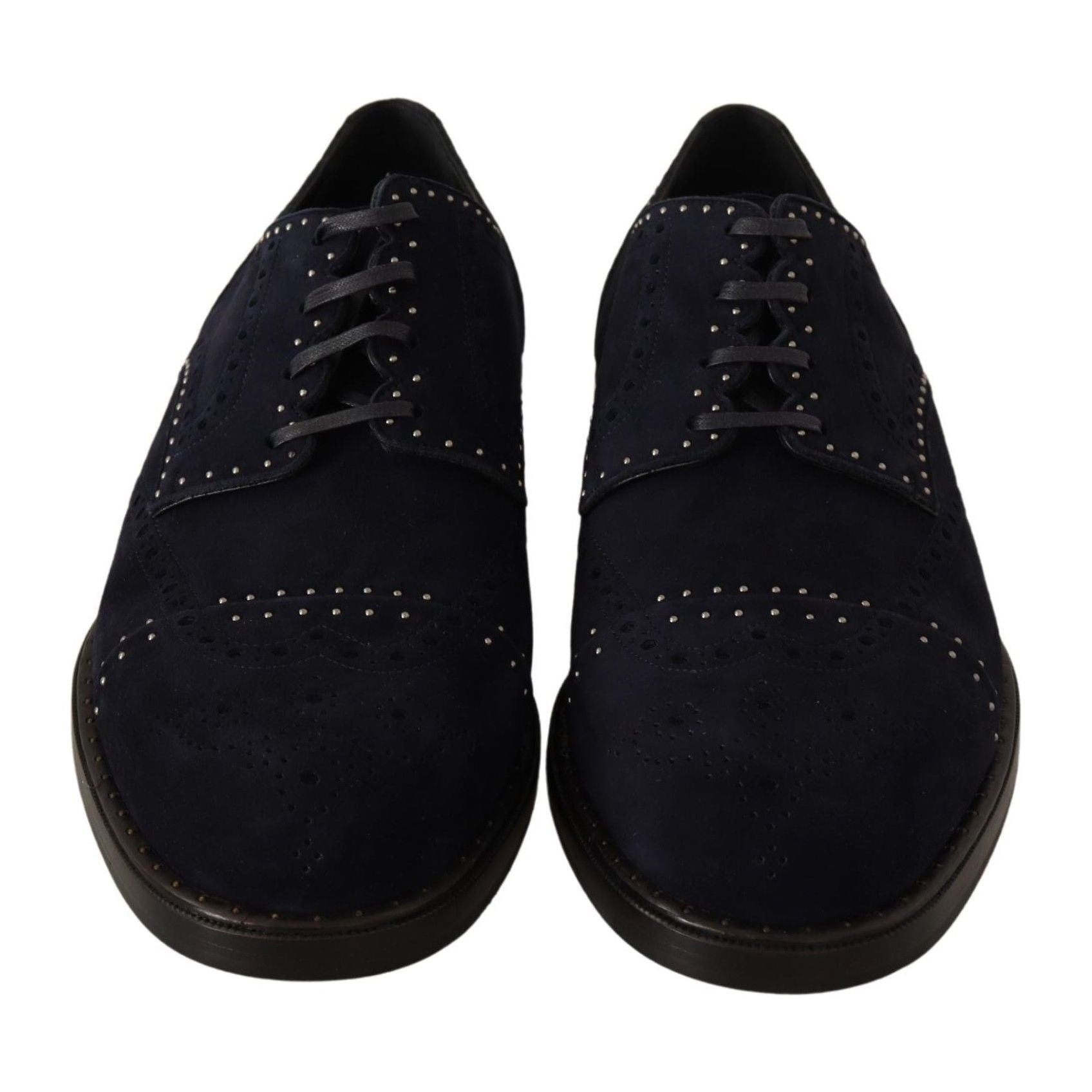 Dolce & Gabbana Black Suede Derby Shoes with Silver Studs