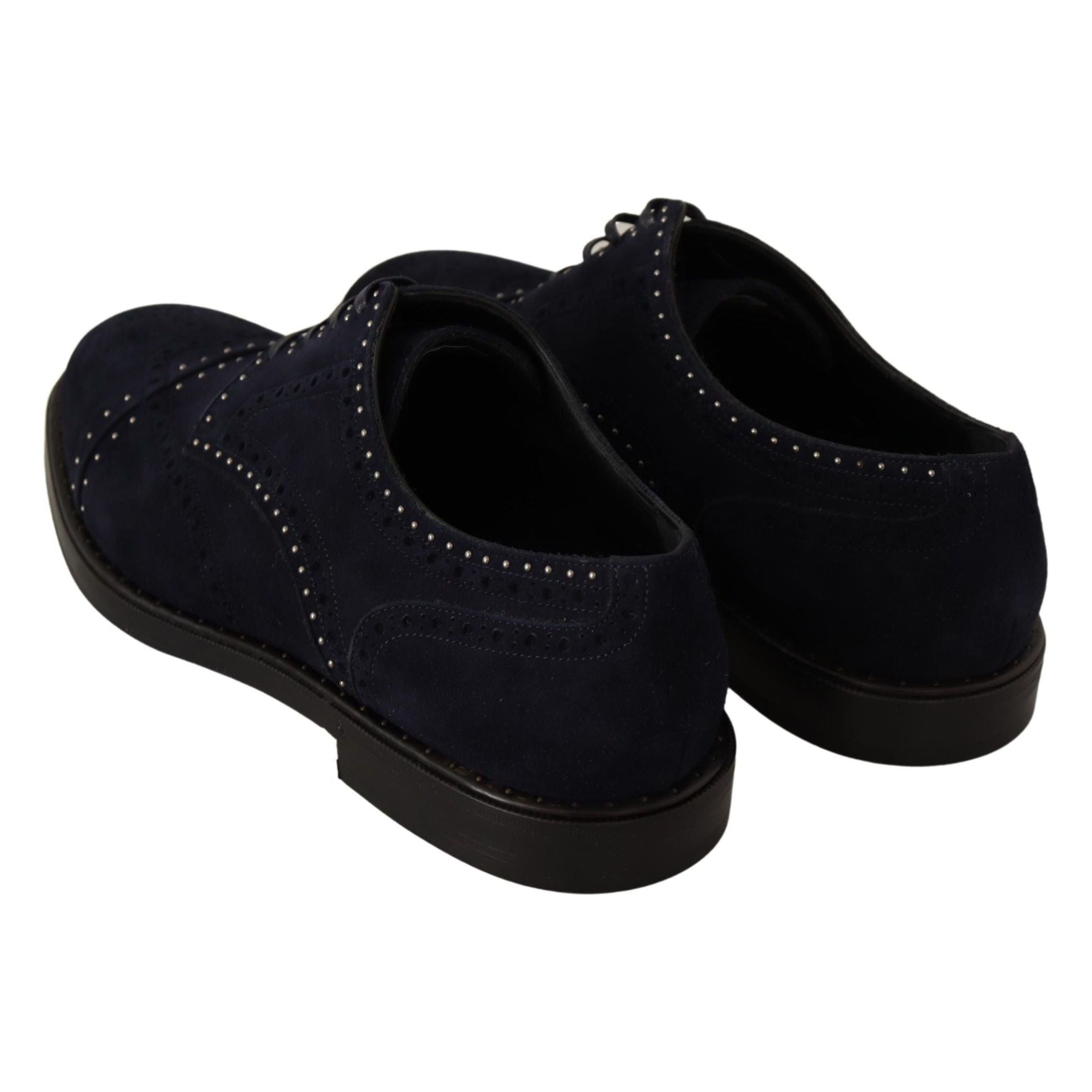 Dolce & Gabbana Black Suede Derby Shoes with Silver Studs