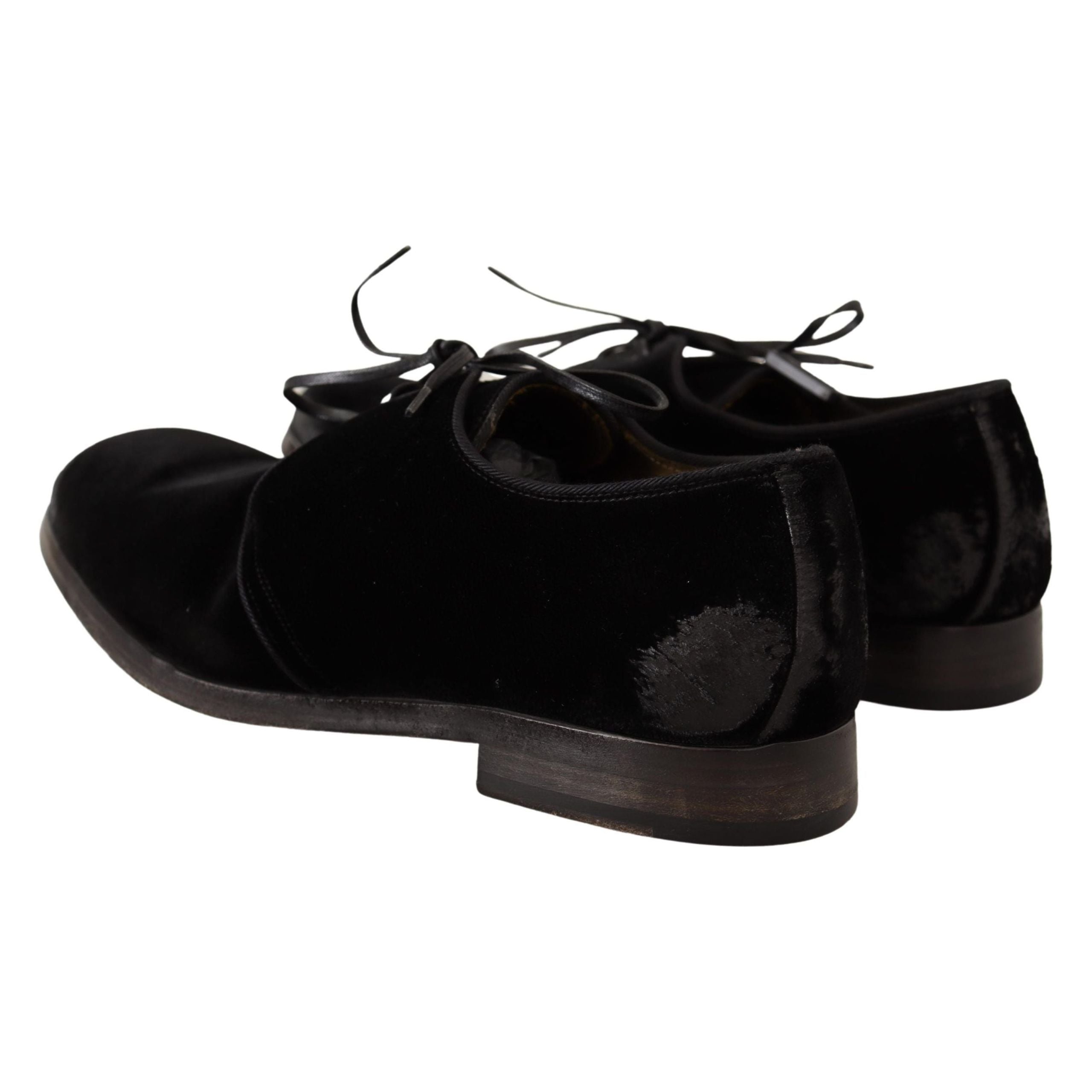 Dolce & Gabbana Black Velvet Derby Shoes for Refined Style