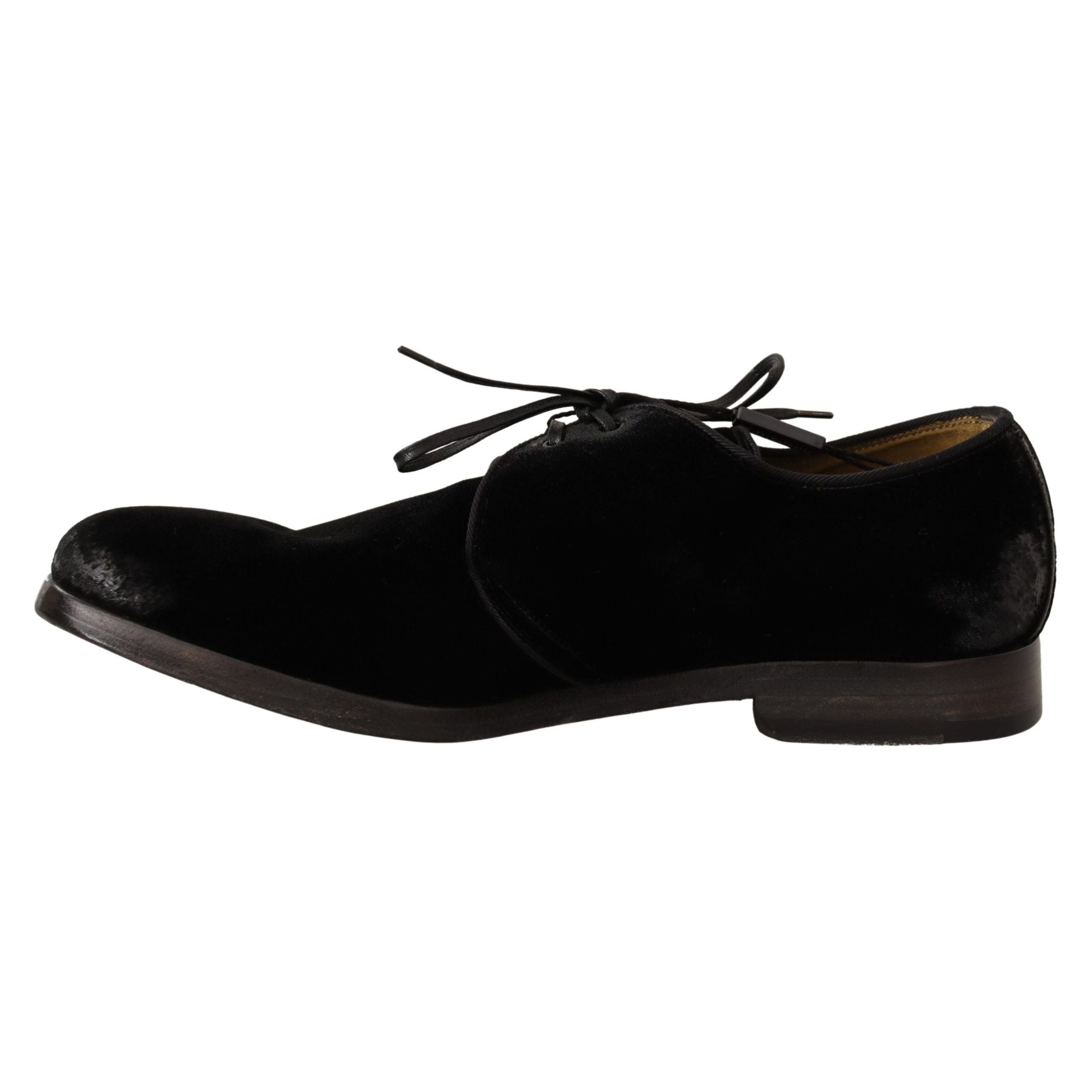 Dolce & Gabbana Black Velvet Derby Shoes for Refined Style