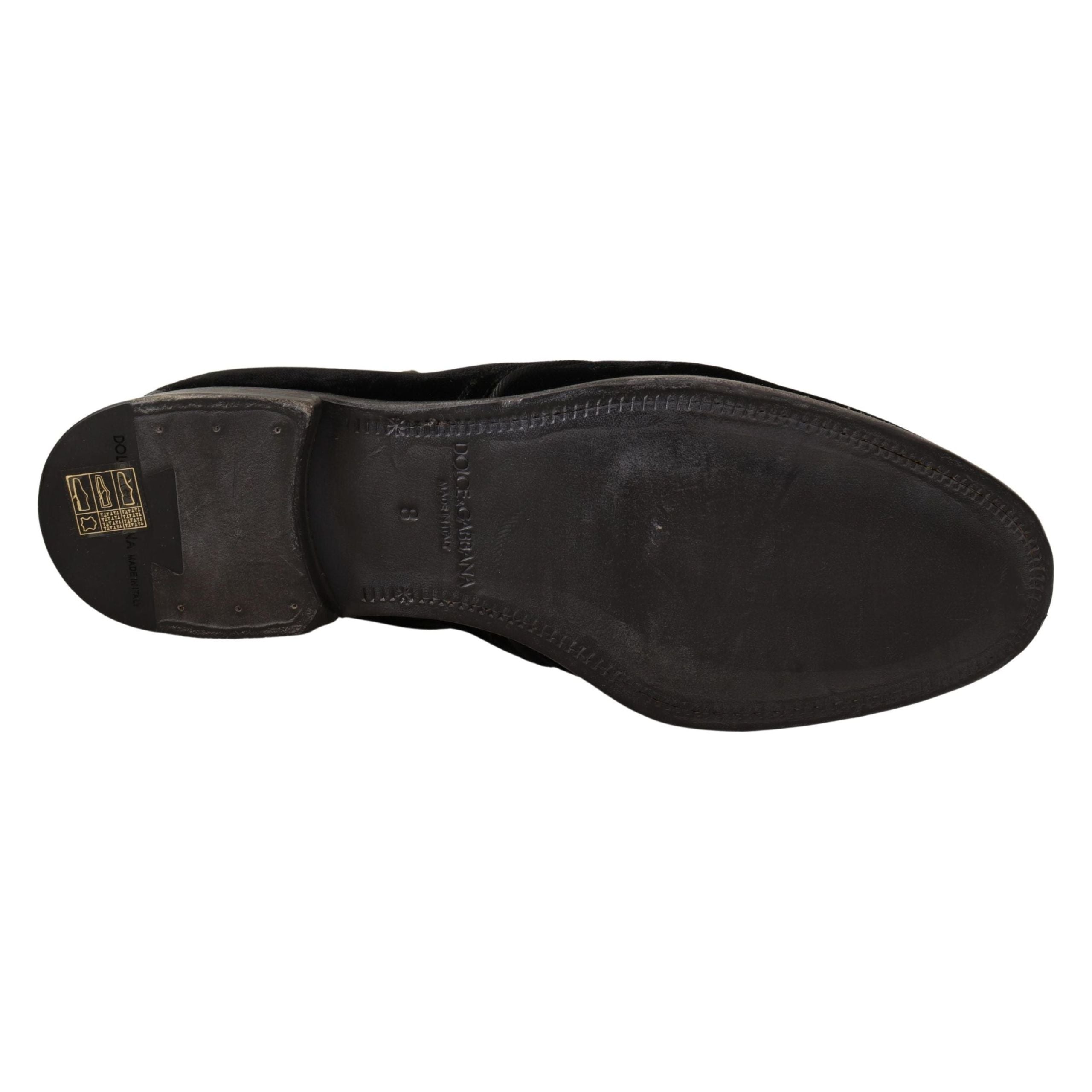 Dolce & Gabbana Black Velvet Derby Shoes for Refined Style