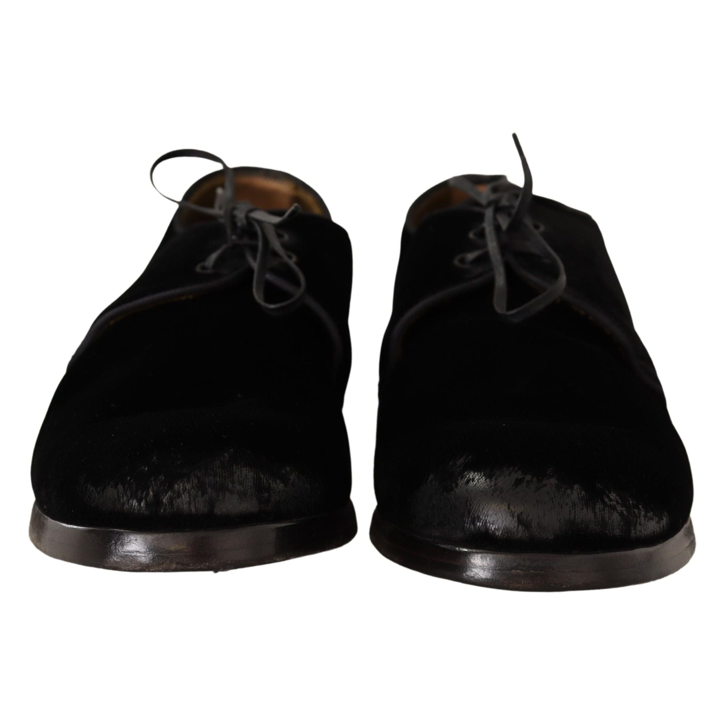 Dolce & Gabbana Black Velvet Derby Shoes for Refined Style