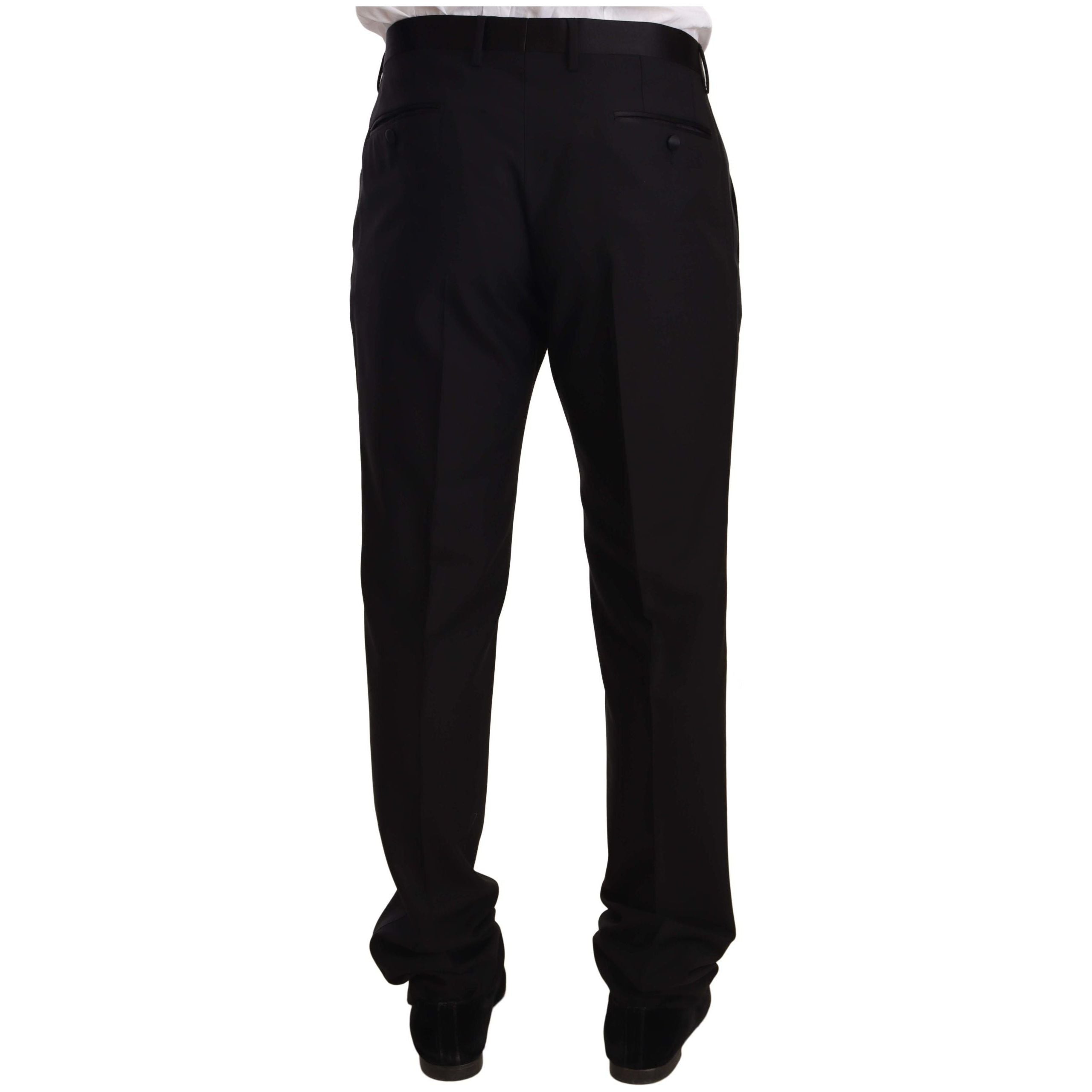 Dolce & Gabbana Black Virgin Wool Skinny Tuxedo Trousers