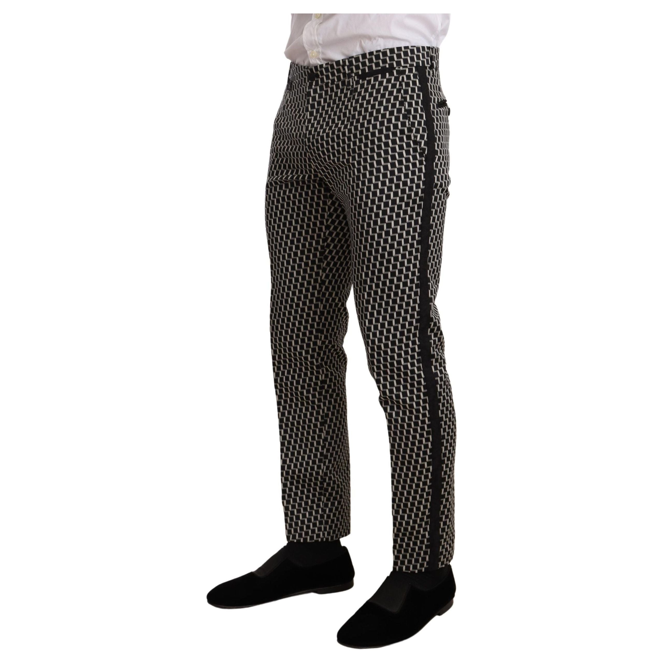 Dolce & Gabbana Black Wool Check Three-Piece Suit