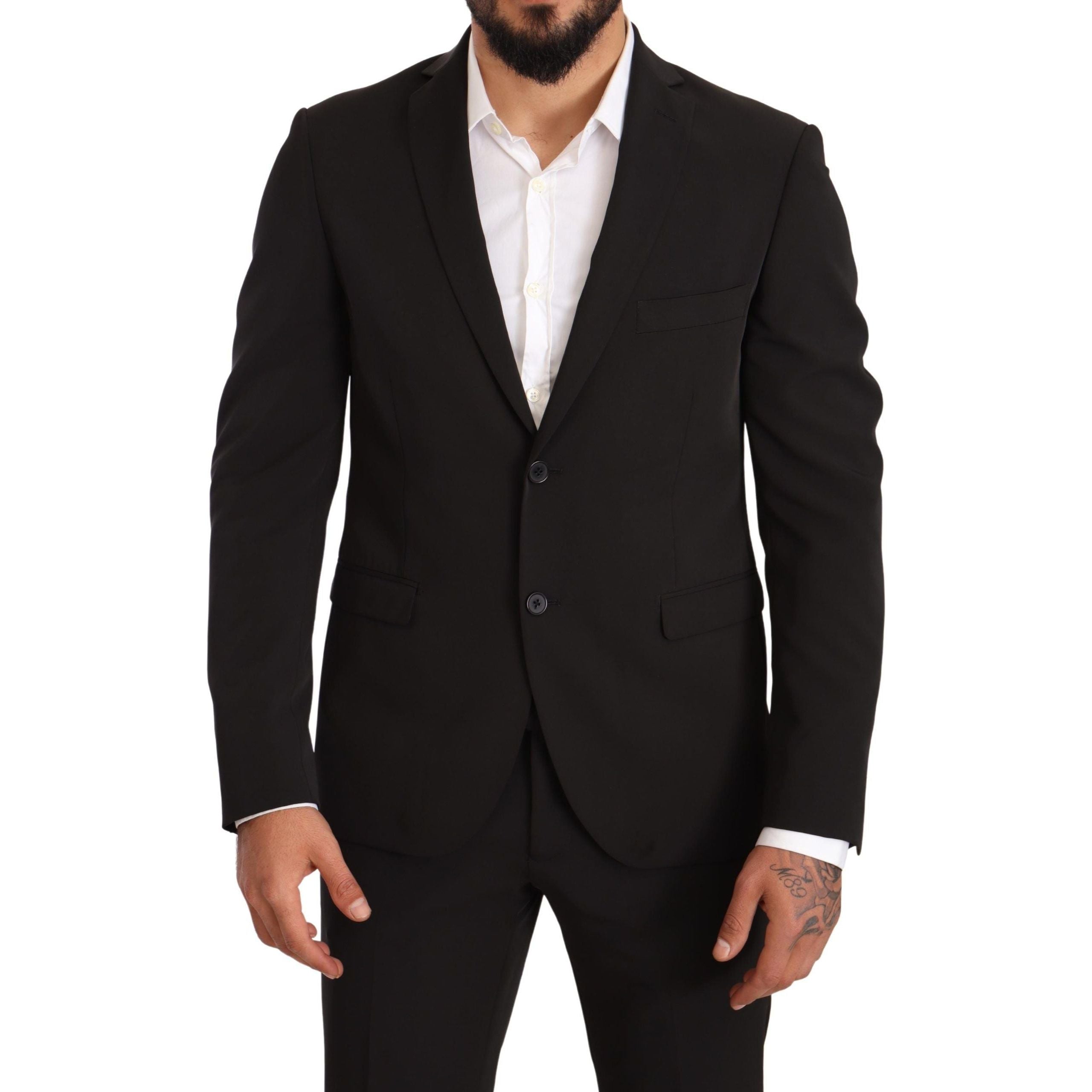 Domenico Tagliente Black Wool Slim Fit Two-Piece Suit