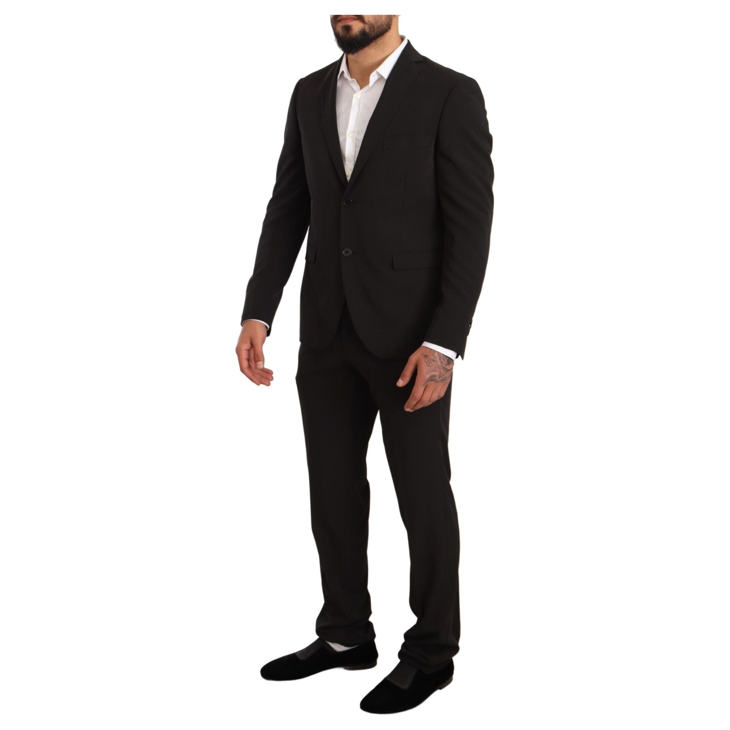 Domenico Tagliente Black Wool Slim Fit Two-Piece Suit