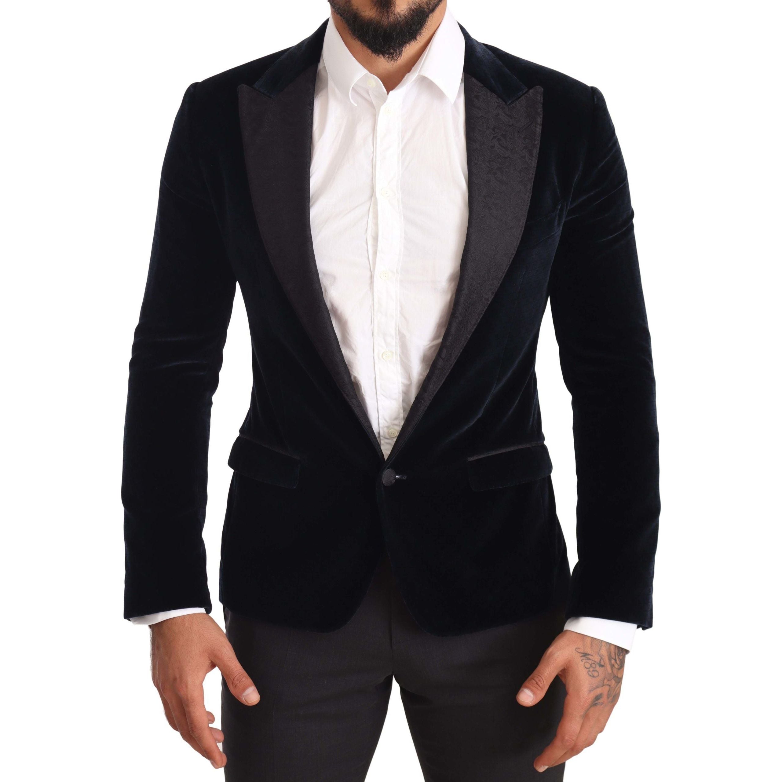 Dolce & Gabbana Blue Velvet Two-Piece Suit