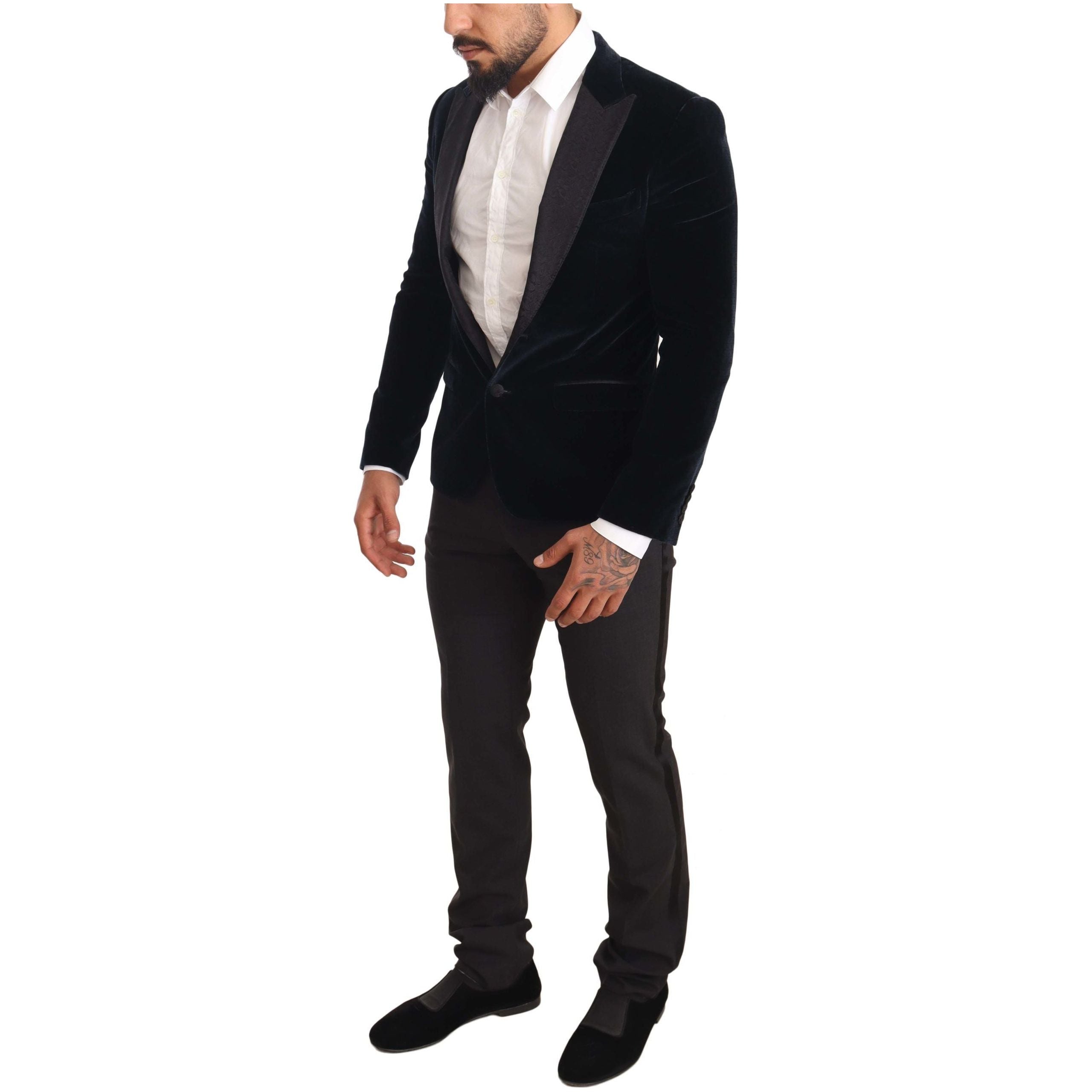 Dolce & Gabbana Blue Velvet Two-Piece Suit