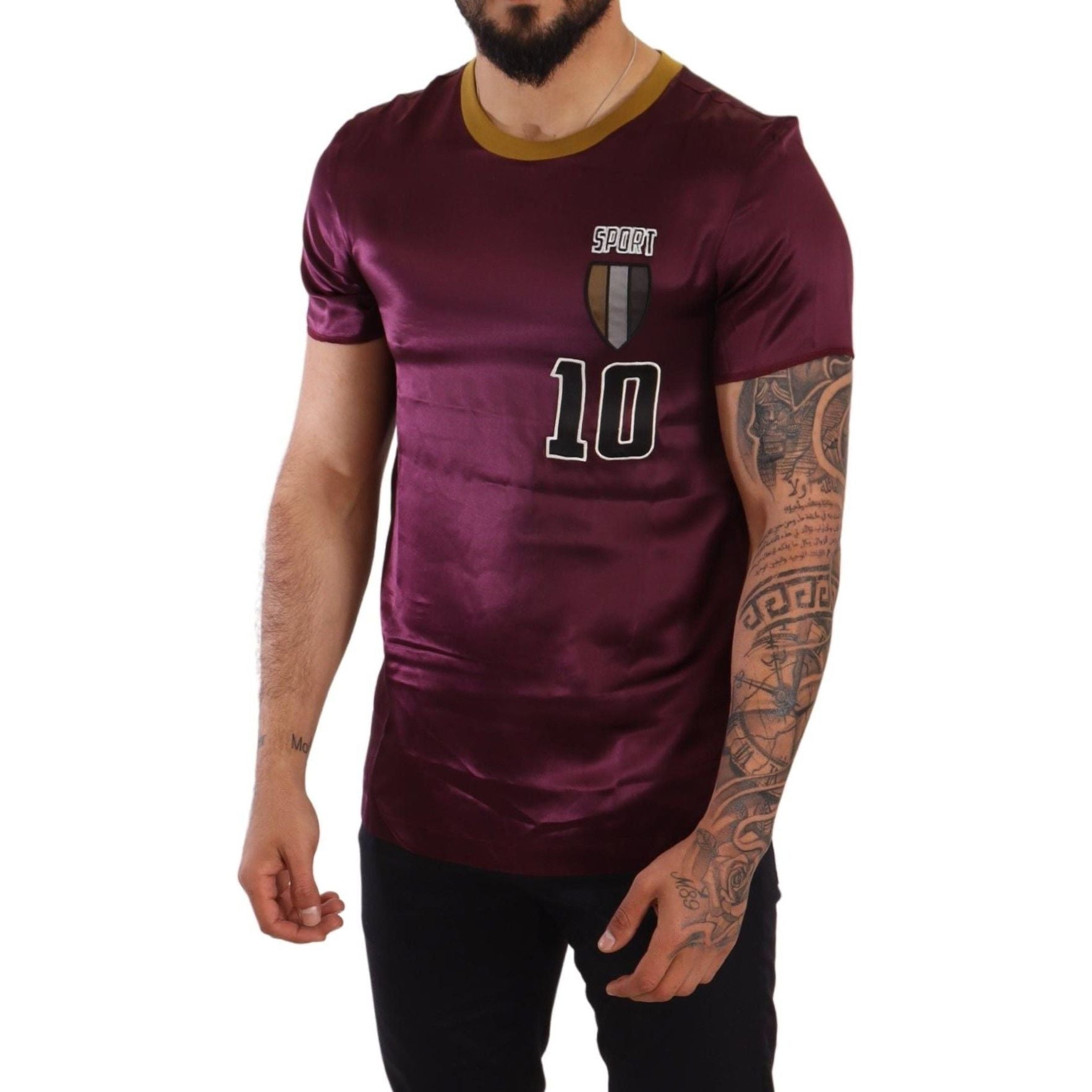 Dolce & Gabbana Purple Silk Short Sleeve T-Shirt