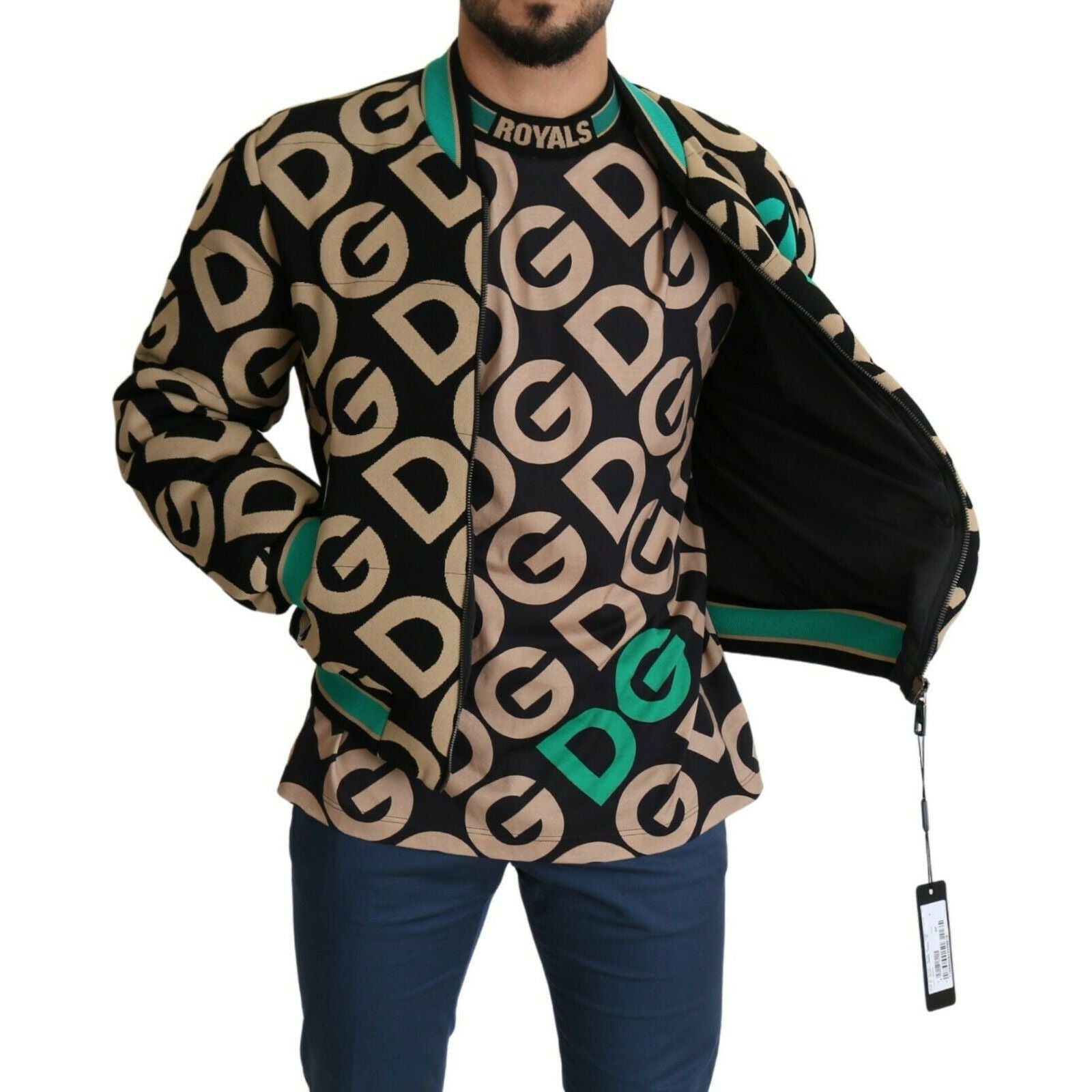 Dolce & Gabbana Black Viscose Bomber Jacket – Exquisite Design