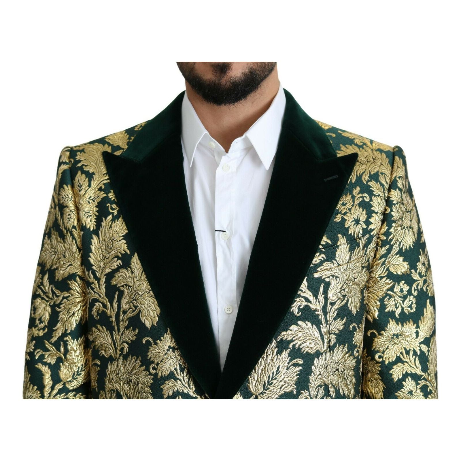 Dolce & Gabbana Gold Green Jacquard Sicilia Jacket
